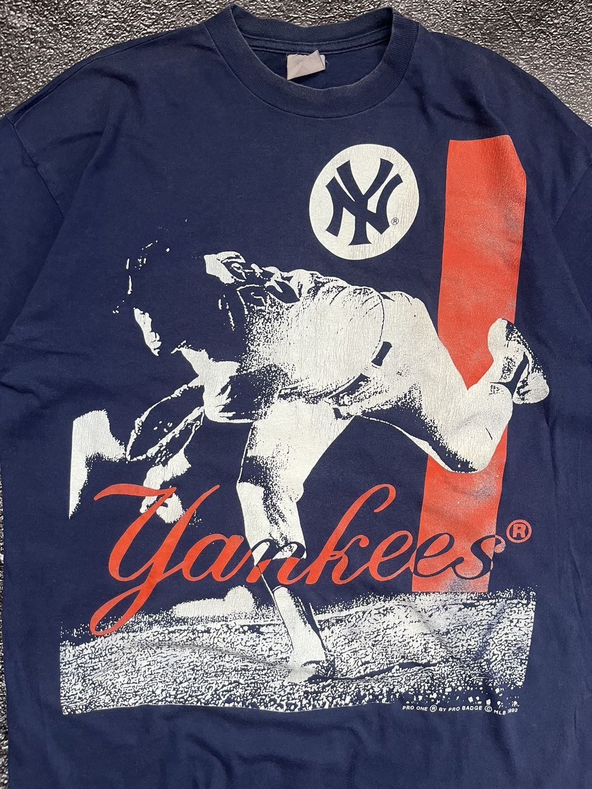 MLB 1992 New York Yankees MLB Big Logo Blue T-Shir Size US L / EU 52-54 / 3 - 2 Thumbnail