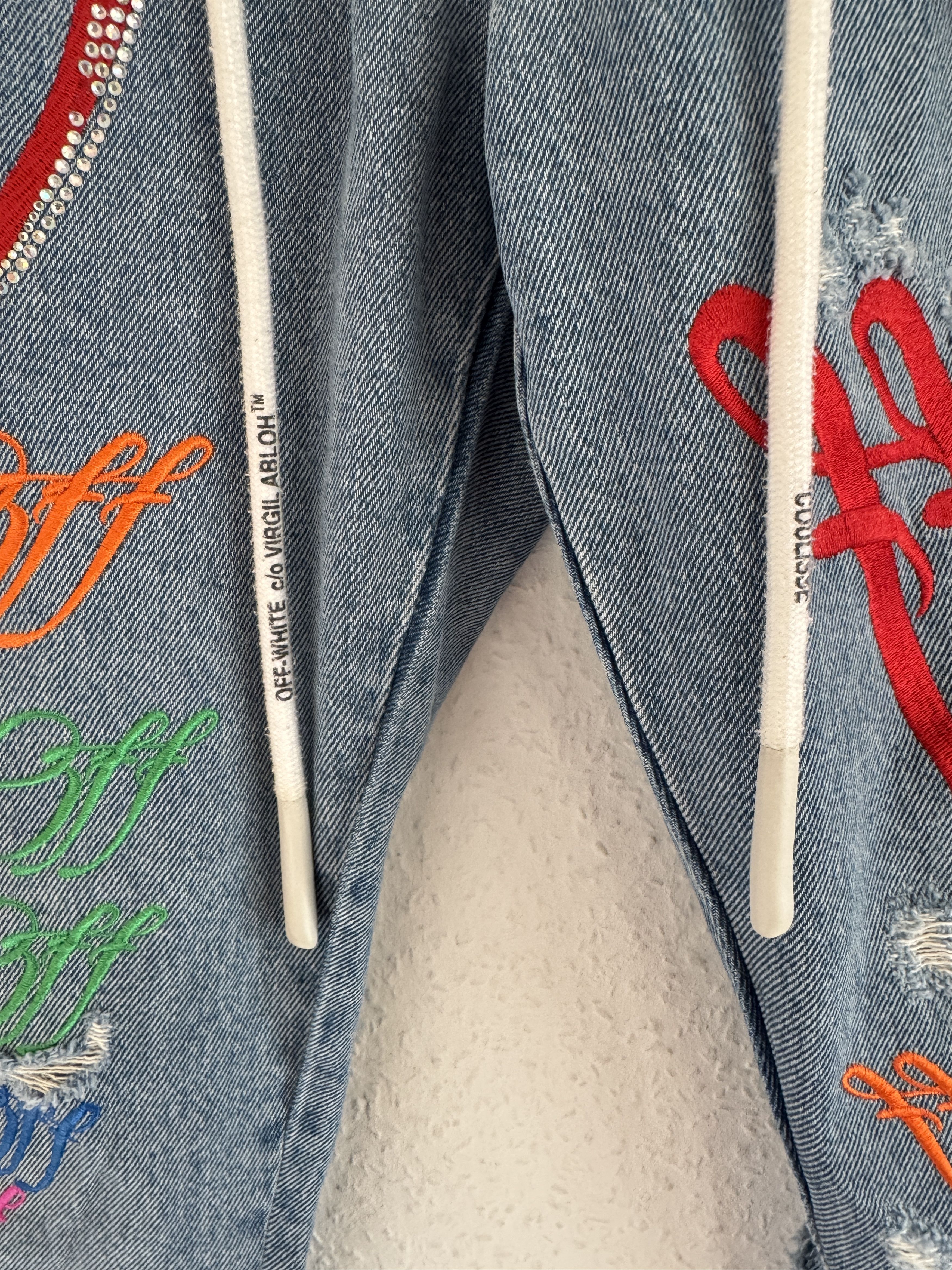 Off-White Rainbow crystal graffiti jeans Size US 32 / EU 48 - 14 Thumbnail