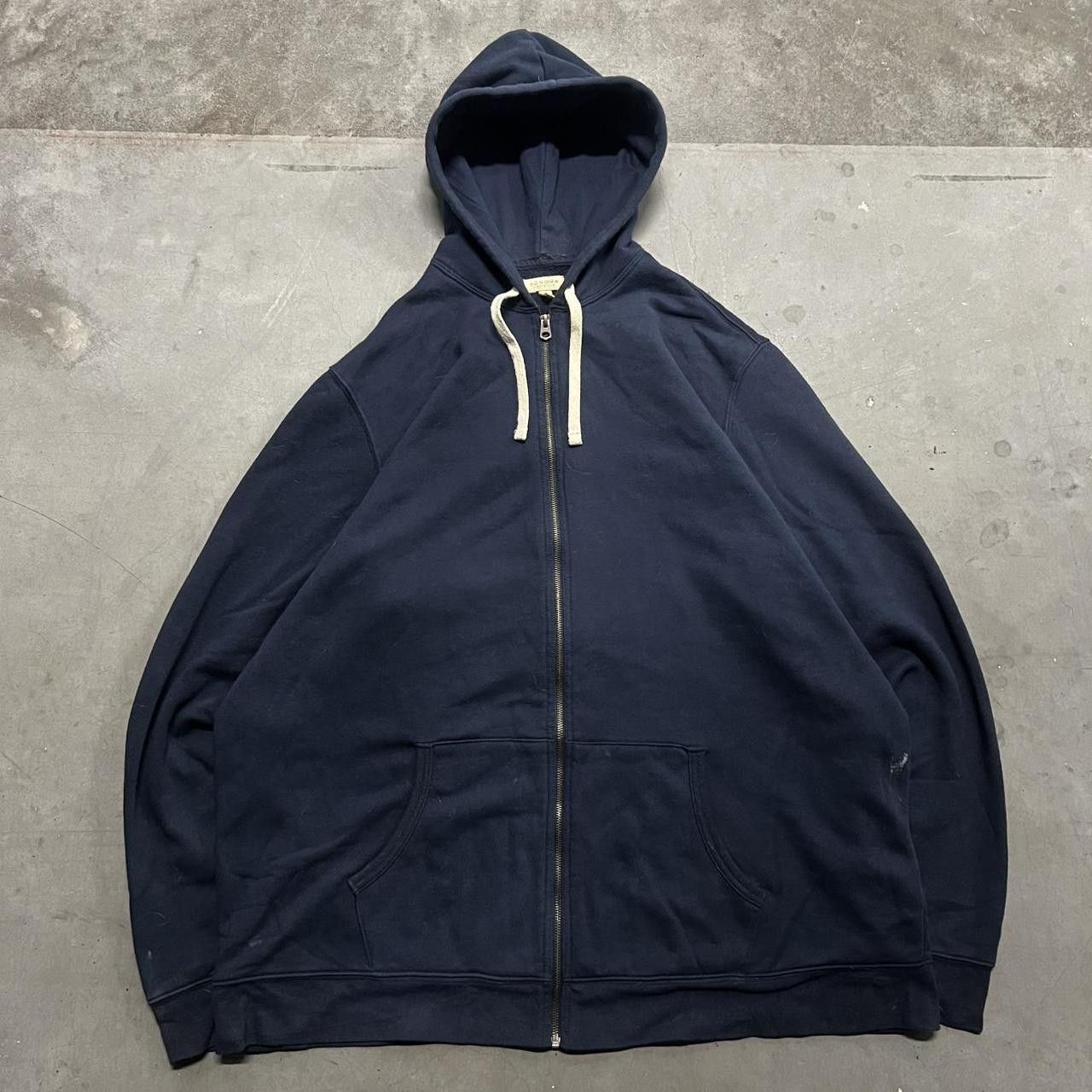 Japanese Brand × Vintage Vintage Y2K/2000s Blank Navy Blue Zipup Hoodie! Size US XXL / EU 58 / 5 - 1 Thumbnail