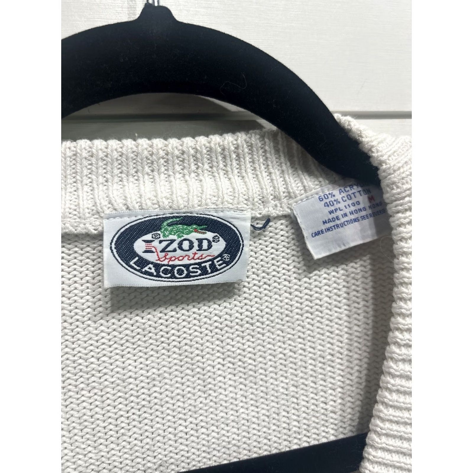 Izod VINTAGE Izod Lacoste Cardigan Sweater Womens Medium White Long Sleeve Button Up V-Neck 80s Preppy Hipster Golf Size M / US 6-8 / IT 42-44 - 3 Thumbnail