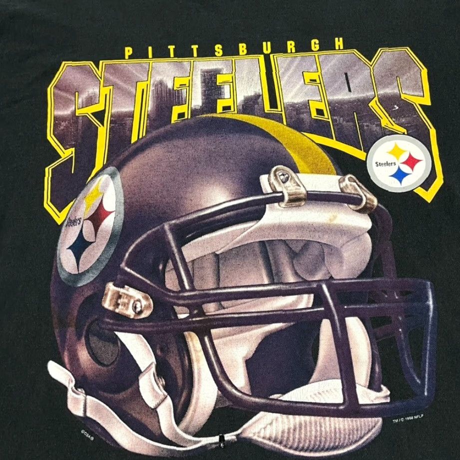 NFL VINTAGE Pittsburgh Steelers Shirt Mens XL Black Graphic Tee Retro NFL 1998 90s CSA Logo Cotton Blend Size US XL / EU 56 / 4 - 2 Thumbnail