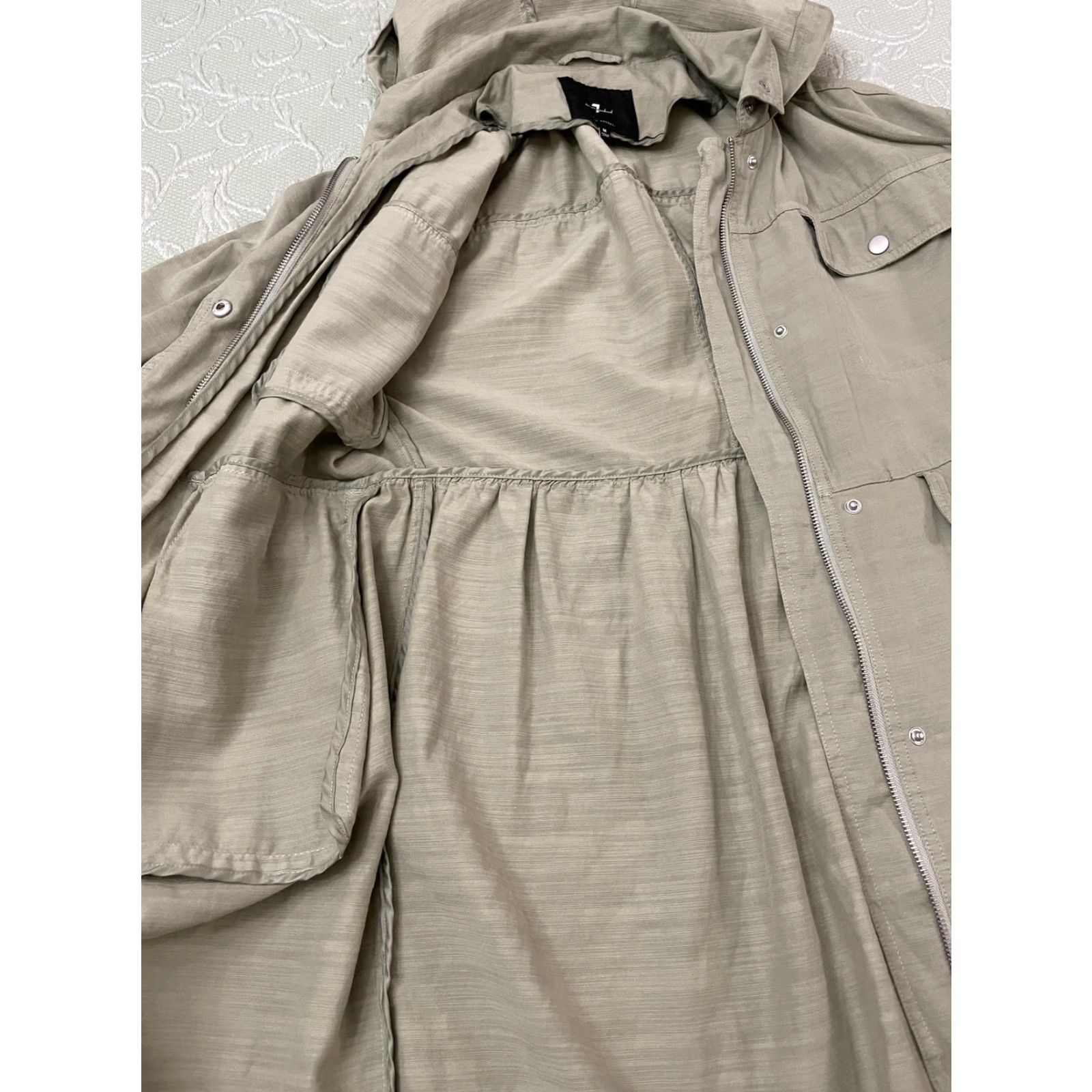 7 For All Mankind 7 For All Mankind Jacket Womens Medium Green Hooded Utility Parka Coat Pockets Size M / US 6-8 / IT 42-44 - 7 Thumbnail