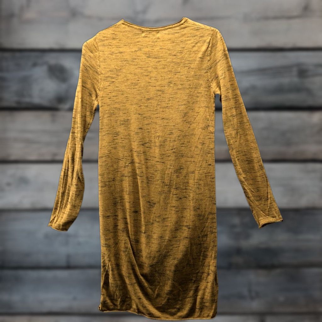Zara Zara Knit Tunic Top Womens S Mustard Yellow Heather High Low Hem Crew Neck Lightweight Cotton Blend Knit Shirt Casual Size S / US 4 / IT 40 - 1 Thumbnail