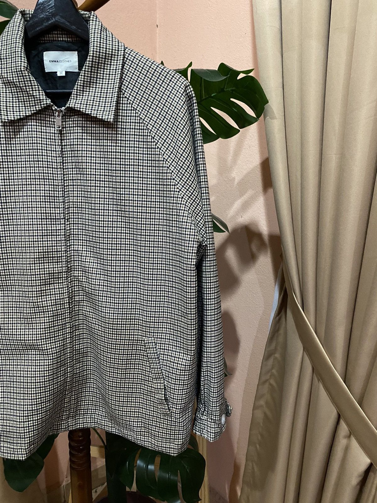Japanese Brand Emma Clothes Plaid Jacket - Beige Checkered Zip-Up - Unisex Size US M / EU 48-50 / 2 - 4 Thumbnail
