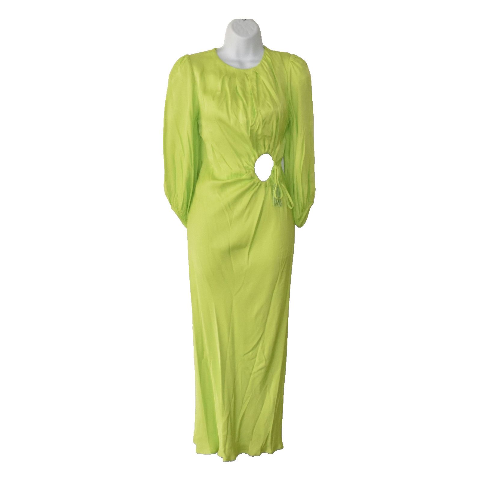 Farm Rio FARM Rio Lime Viscose Beaded Tassels Midi Dress Size XS Size XS / US 0-2 / IT 36-38 - 2 Thumbnail