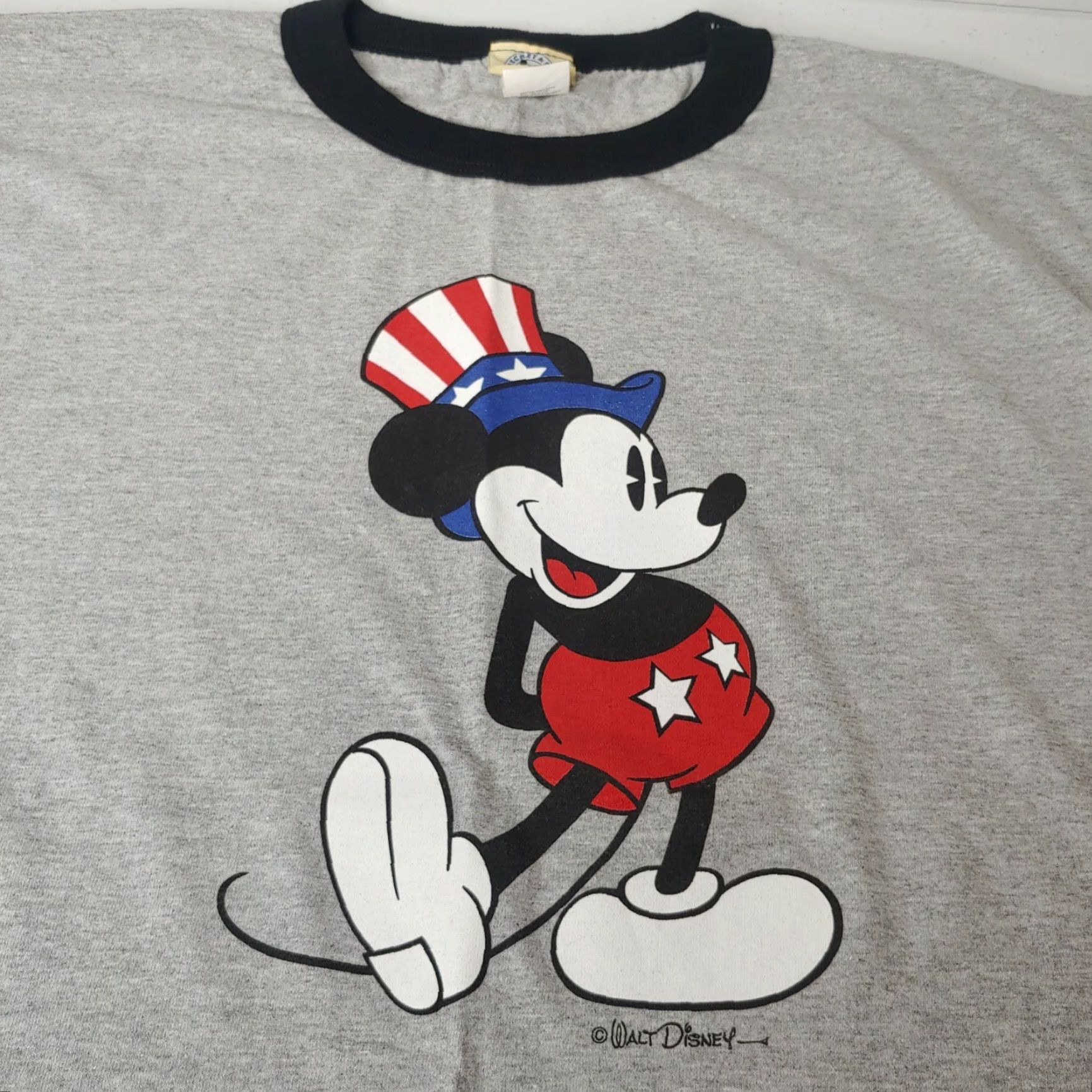 Mickey & Co. Mickey & Co. Mickey Mouse Gray Vtg USA July 4 Ringer T Shirt Uncle Sam Disney - USA - Uncle Sam Mickey Mouse Gray T-Shirt Size US M / EU 48-50 / 2 - 2 Thumbnail