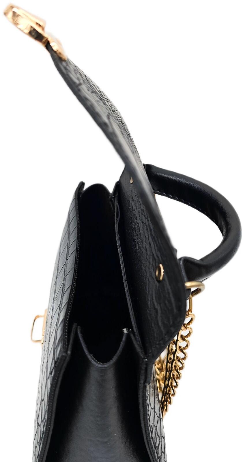 Genetic Manipulation Shinichiro Kuriya Elegant Black Crocodile Pattern Leather Handbag with Strap Size ONE SIZE - 9 Thumbnail