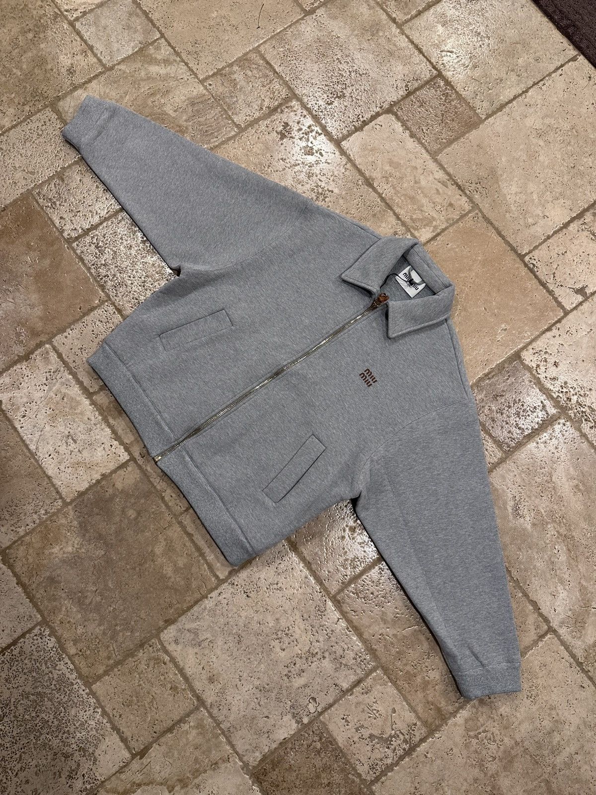Miu Miu Miu Miu Grey Jersey Blouson Pleated Zip Jacket Size S / US 4 / IT 40 - 5 Thumbnail