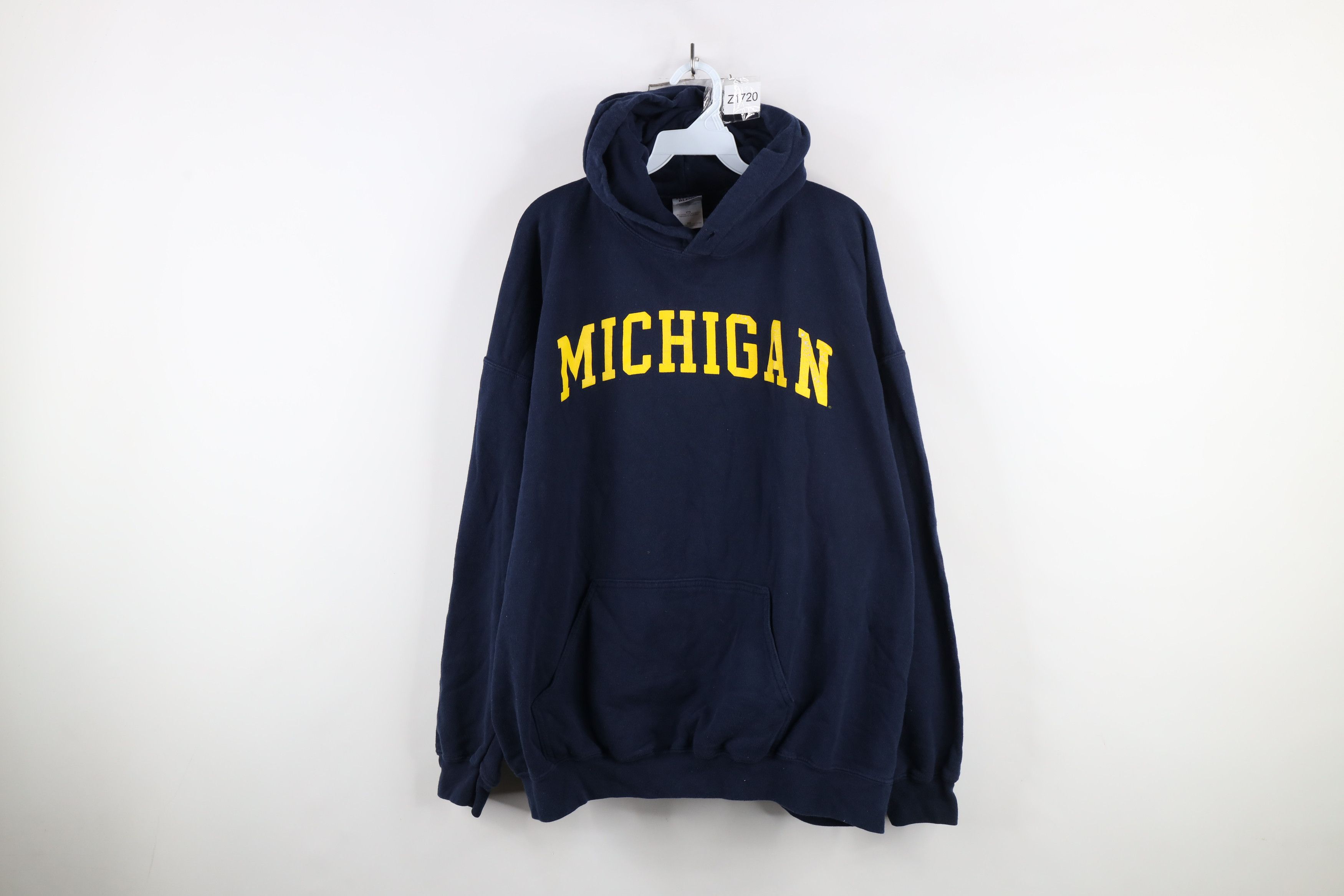 Vintage Vintage 90s Y2K Spell Out University of Michigan Hoodie Blue Size US XXL / EU 58 / 5 - 1 Thumbnail