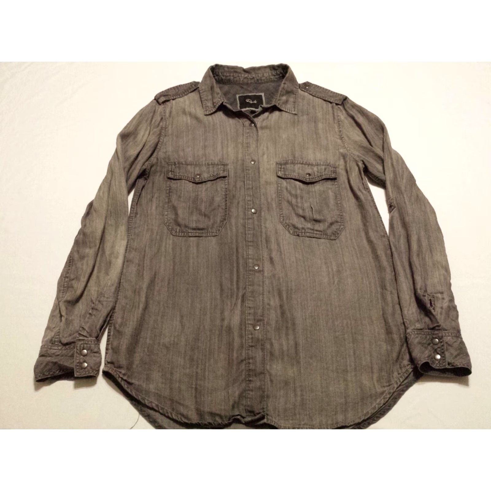 Rails Rails Womens Shirt Small Long Sleeve Snap Button-Front Solid Gray Lyocell Size S / US 4 / IT 40 - 3 Thumbnail