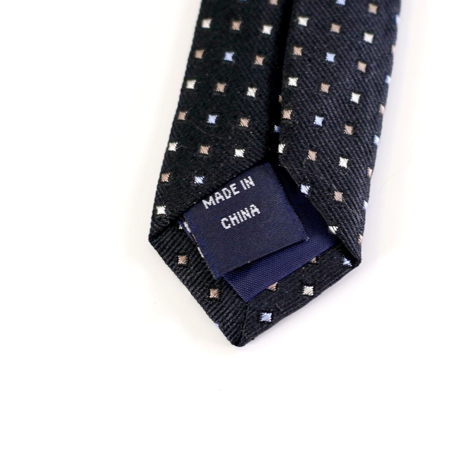 Nautica Nautica Black W/ Blue White Brown Geometric Woven Silk Tie Size ONE SIZE - 4 Thumbnail