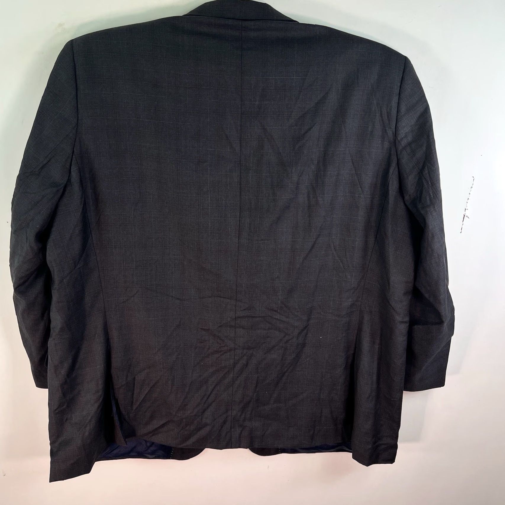 Vintage Rochester Blazer Jacket 54L Gray 100% Wool Tweed Check Single-Breasted Notch Lapel Four-Button Sleeve Mens Big & Tall Canada Size 54R - 7 Thumbnail