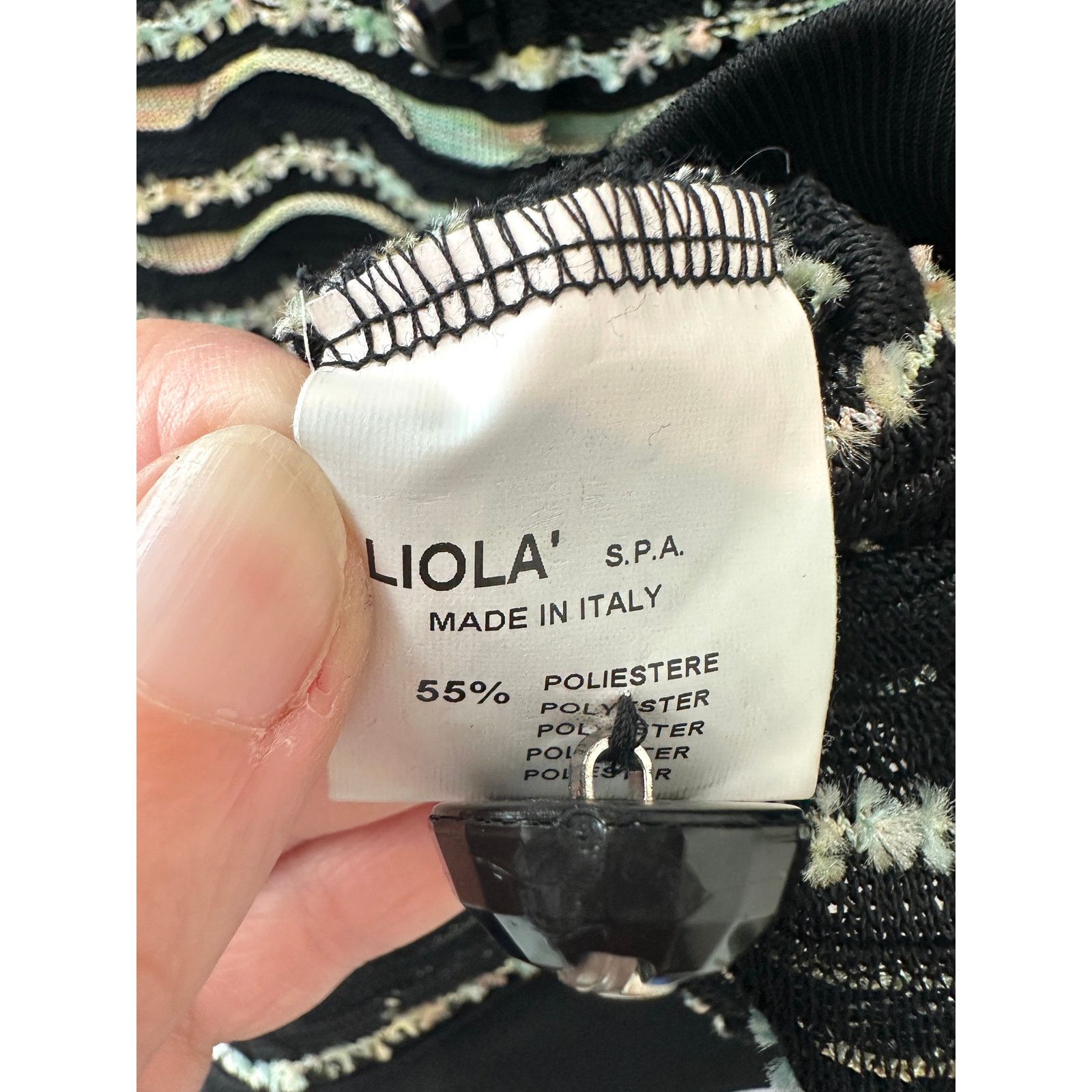 Vintage LIOLA | Vintage Black Striped Polo Short Sleeve Cardigan Top Size L / US 10 / IT 46 - 8 Thumbnail