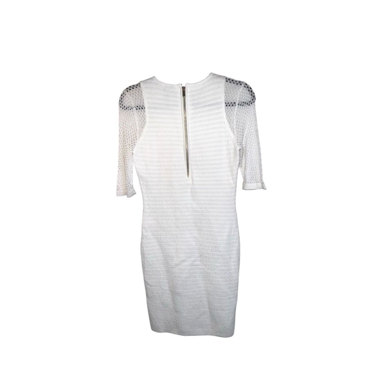 Other Cache White Ribbed Sheath Midi Dress | Textured Knit Size M / US 6-8 / IT 42-44 - 2 Thumbnail