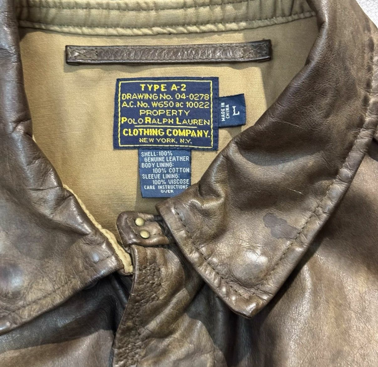 Polo Ralph Lauren Ralph Lauren RL Polo Back Print A2 Flight Leather Jacket K22 Size US L / EU 52-54 / 3 - 5 Thumbnail