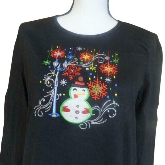 Other Cappagallo Casuals Embroidered Holiday Graphic T-Shirt Snow Size M / US 6-8 / IT 42-44 - 2 Thumbnail