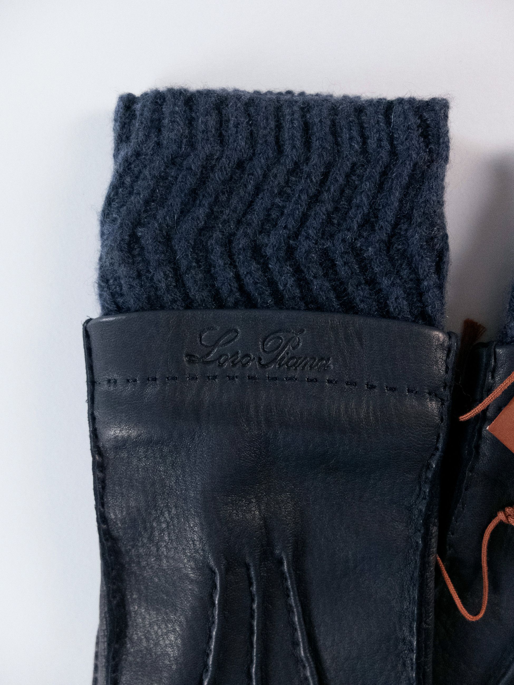 Loro Piana LORO PIANA navy deer leather & baby cashmere gloves Medium Size ONE SIZE - 3 Thumbnail