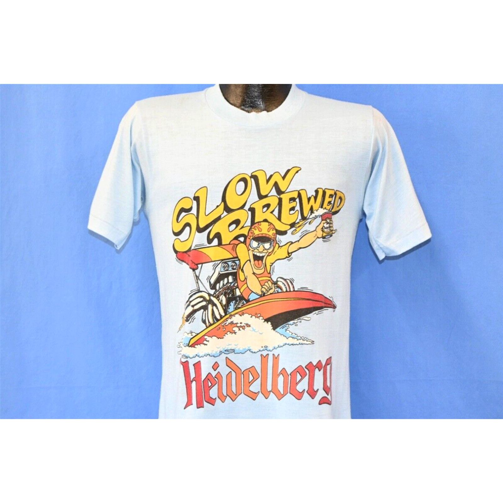 image of Vintage 70's Heidelberg Slow Brewed 7 Seas Beer Lager Tacoma Wa T-Shirt Small S in White, Men's