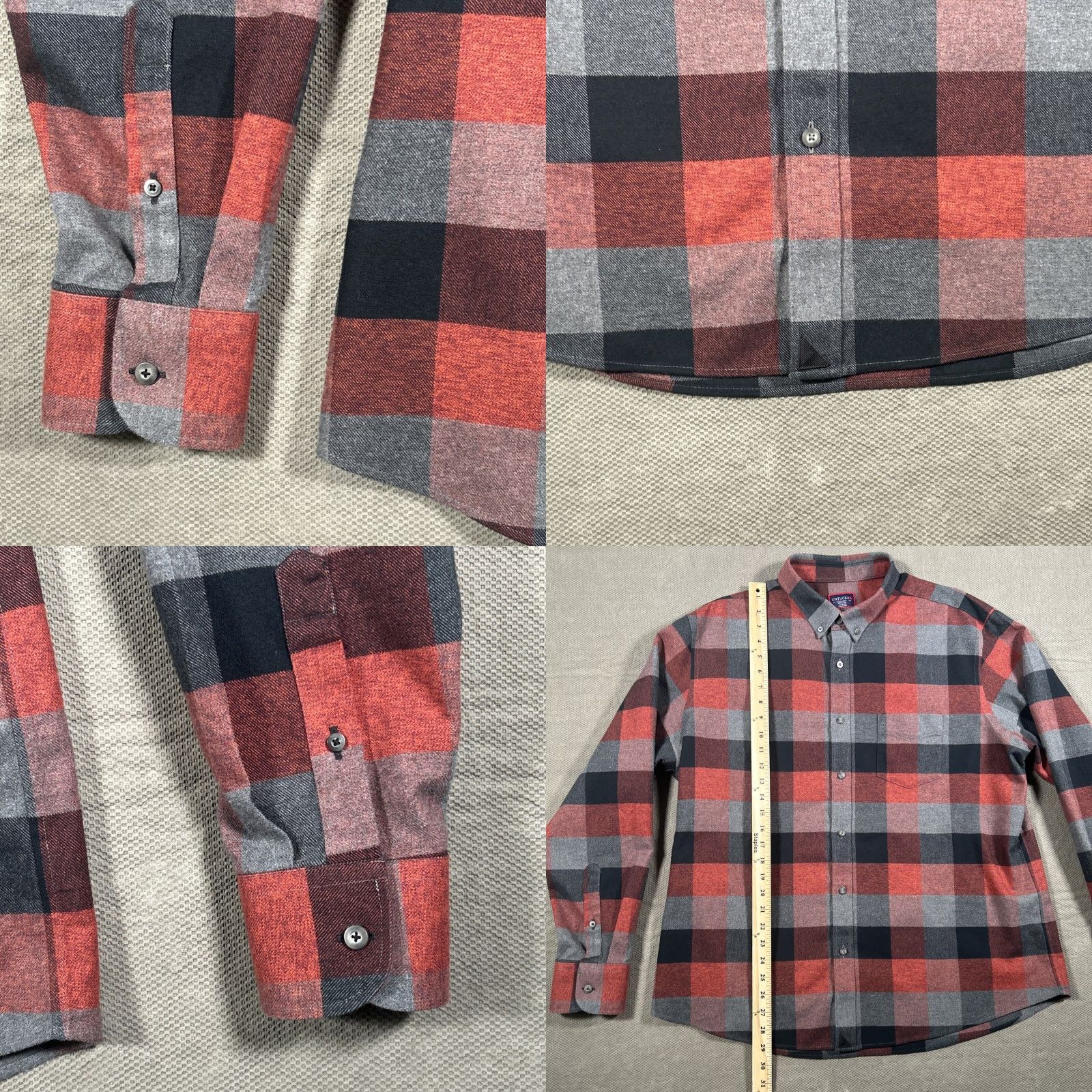 UNTUCKit UNTUCKit Shirt Mens 2XL Flannel Plaid Button-Down Giesen-WF Red Fall Cotton Size US XXL / EU 58 / 5 - 8 Thumbnail
