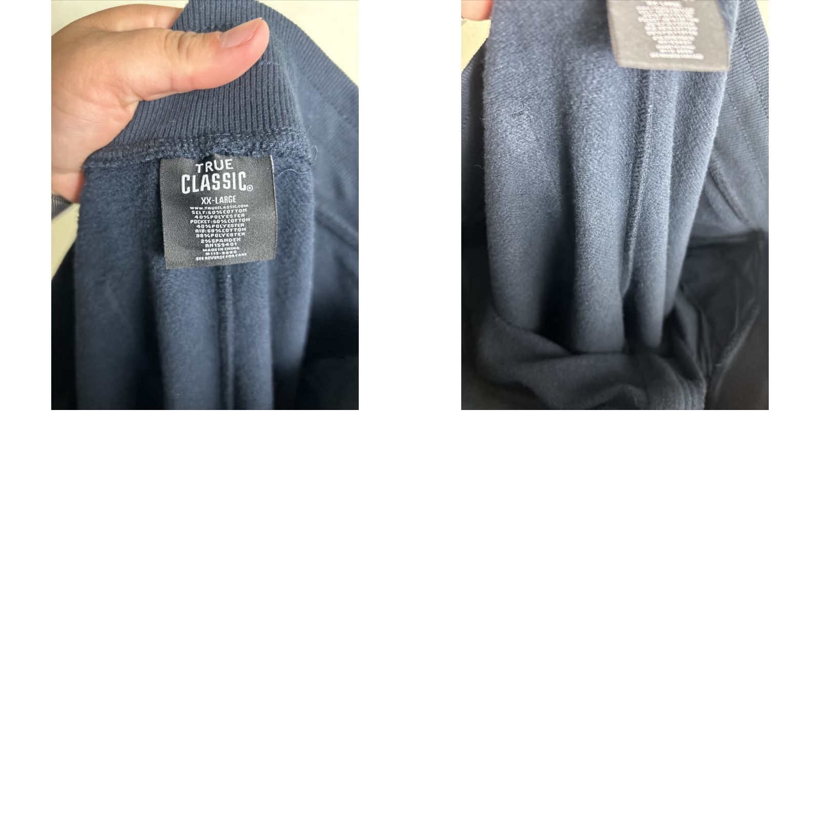 Vintage True Classic Fleece Joggers Mens 2XL Navy Blue Cotton Polyester Spandex Tapered Pockets Drawstring Elastic Waist M Size US 39 - 9 Thumbnail