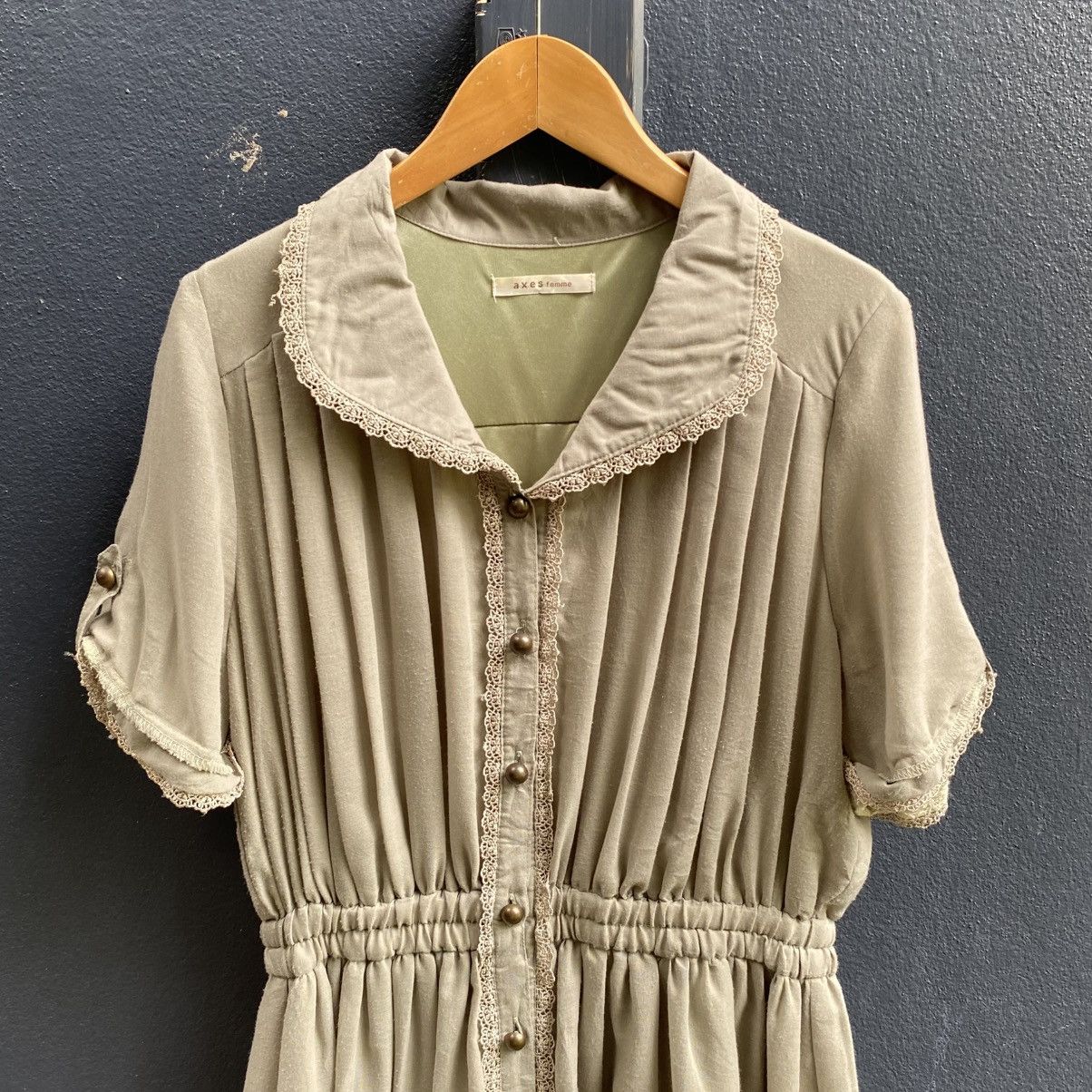 Japanese Brand axes femme Vintage Light Green Embroidered Lace Dress Size M / US 6-8 / IT 42-44 - 24 Thumbnail