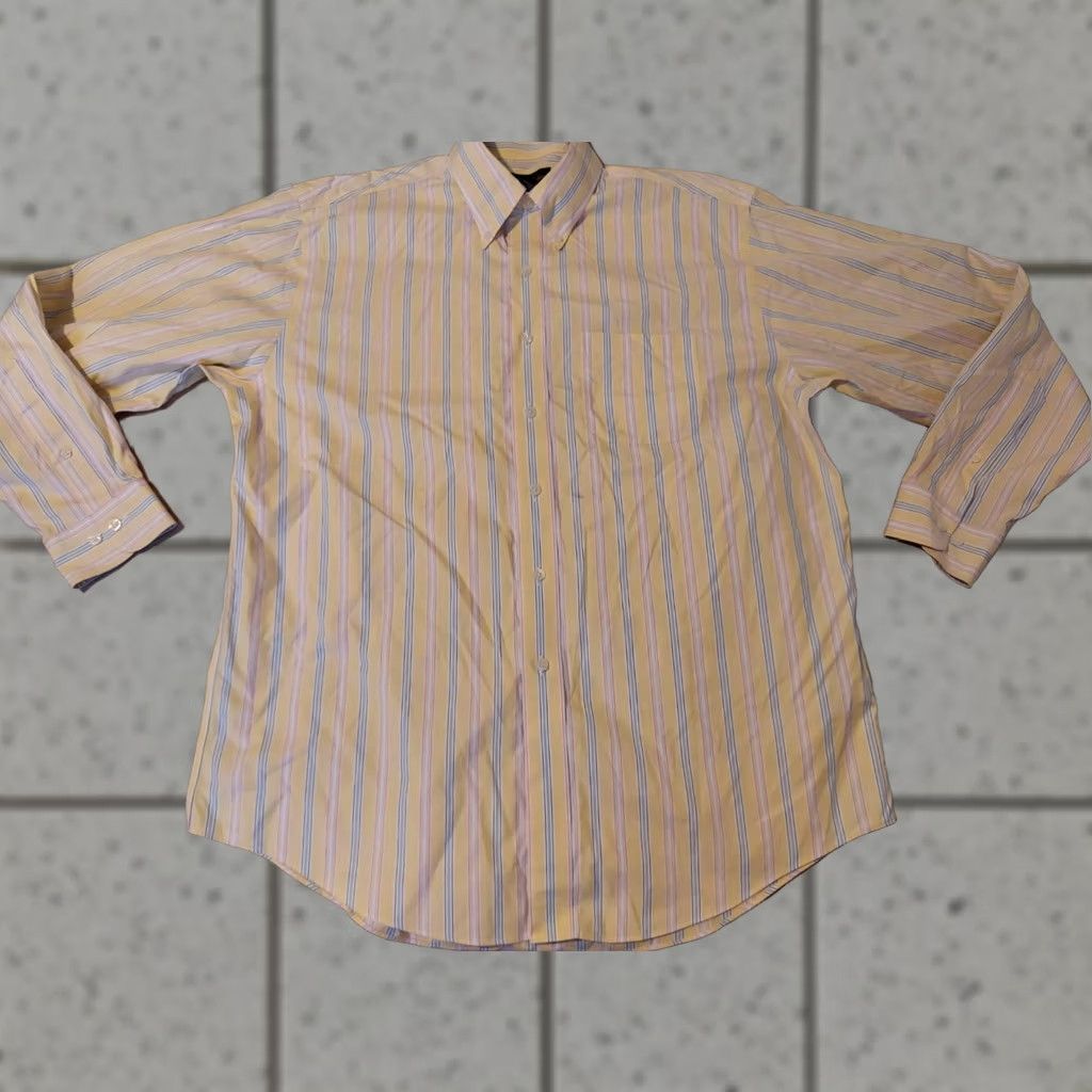 Brooks Brothers Brooks Brothers Dress Shirt L Large Yellow Button Cotton Mens Size 42R - 1 Thumbnail