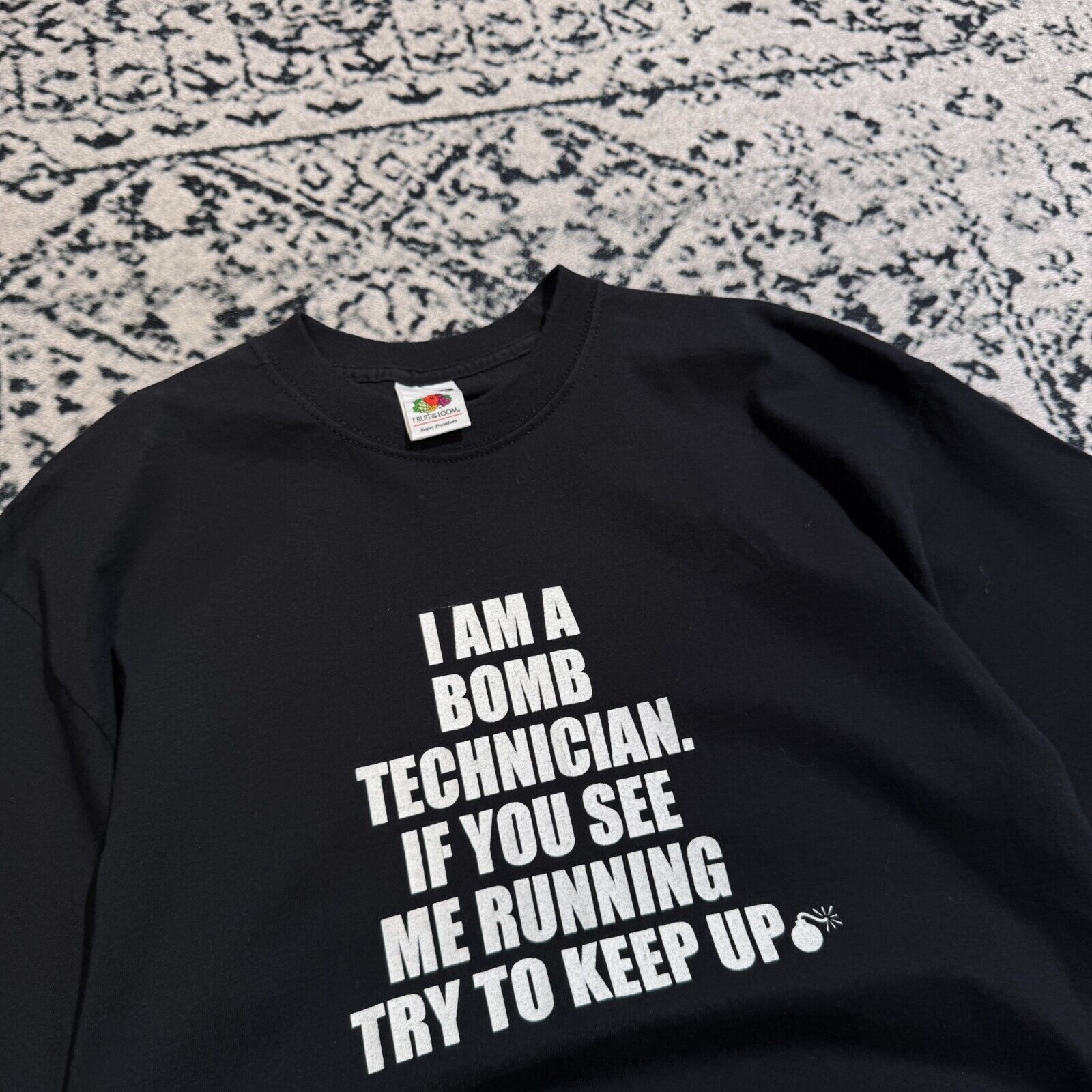 Vintage Vintage Unisex Black Cotton T-Shirt Size M Bomb Technician Size US M / EU 48-50 / 2 - 6 Thumbnail