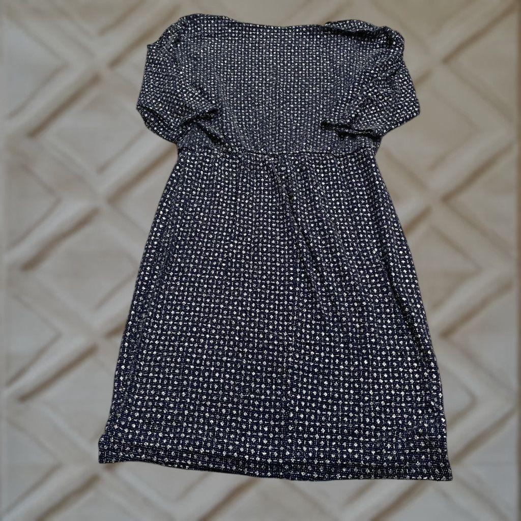 Vintage En Focus Studio Womens Midi Sheath Dress Blue 10 Half Sleeve Glitter Shiny Size L / US 10 / IT 46 - 1 Thumbnail