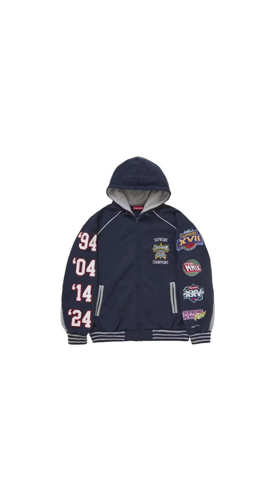 Supreme Supreme Playoffs Zip Up Hooded Sweatshirt — Navy