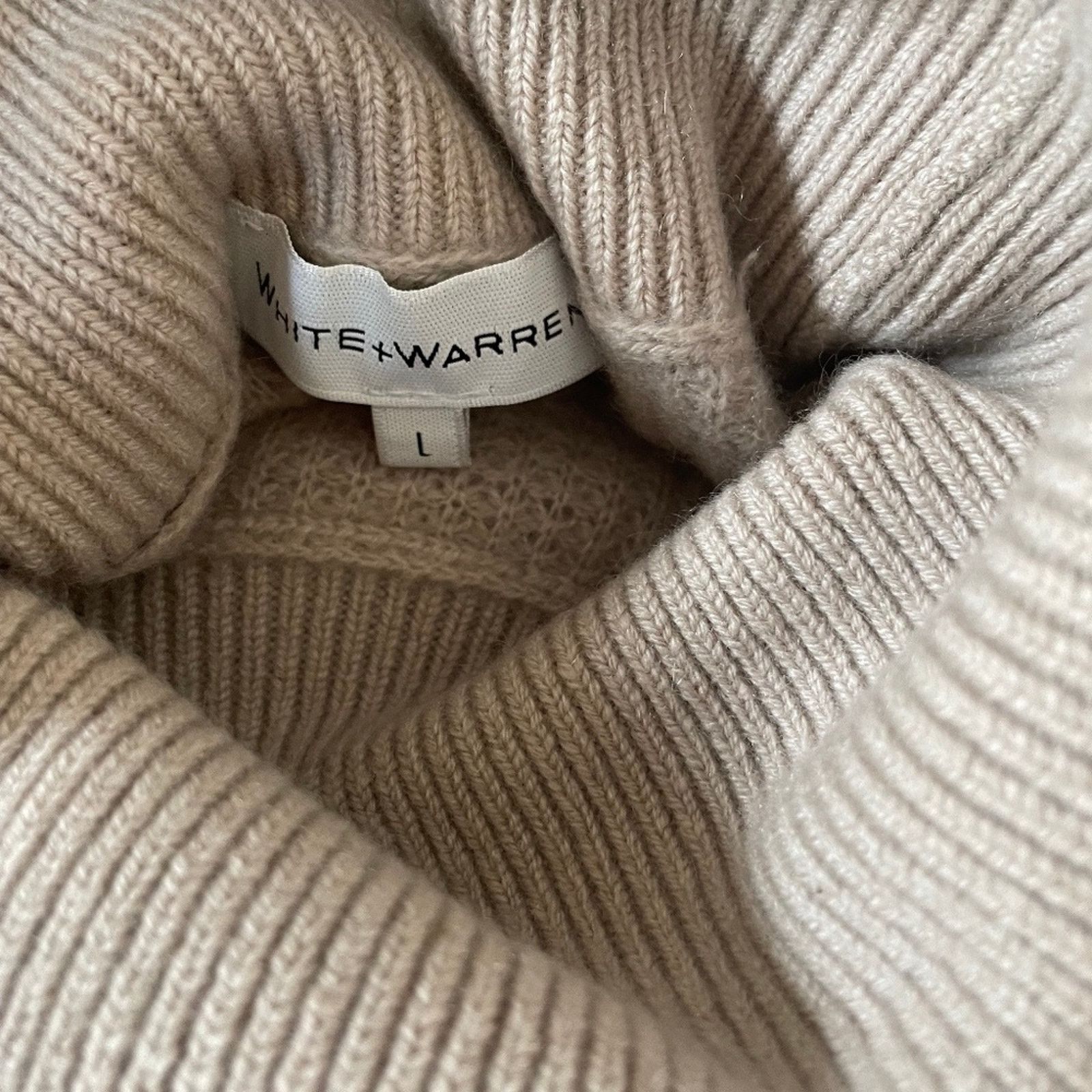 White + Warren Cashmere Shrunken Thermal Turtleneck Sweater-White +Warren Size L / US 10 / IT 46 - 4 Thumbnail