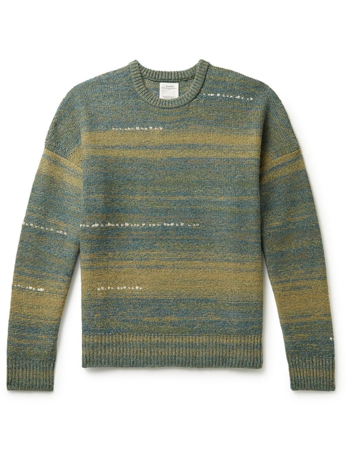 image of Visvim Gradient Knit Wool-Cashmere Sweater in Green, Men's (Size 2XL)