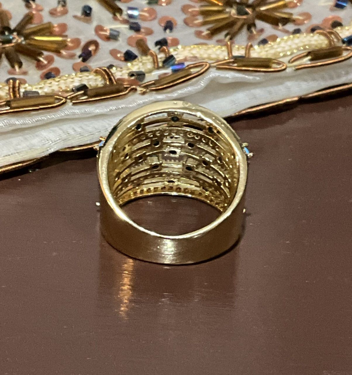 Other Elegant Gold and Turquoise wide band Ring 8 Size ONE SIZE - 2 Thumbnail