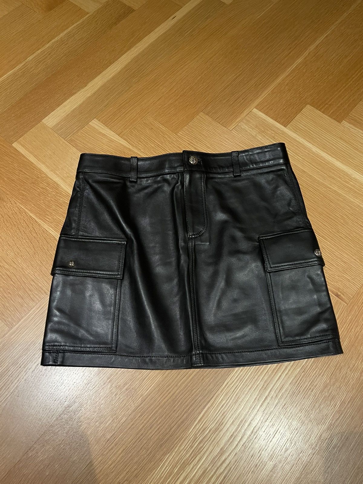 Chrome Hearts Leather Cargo Pocket Skirt