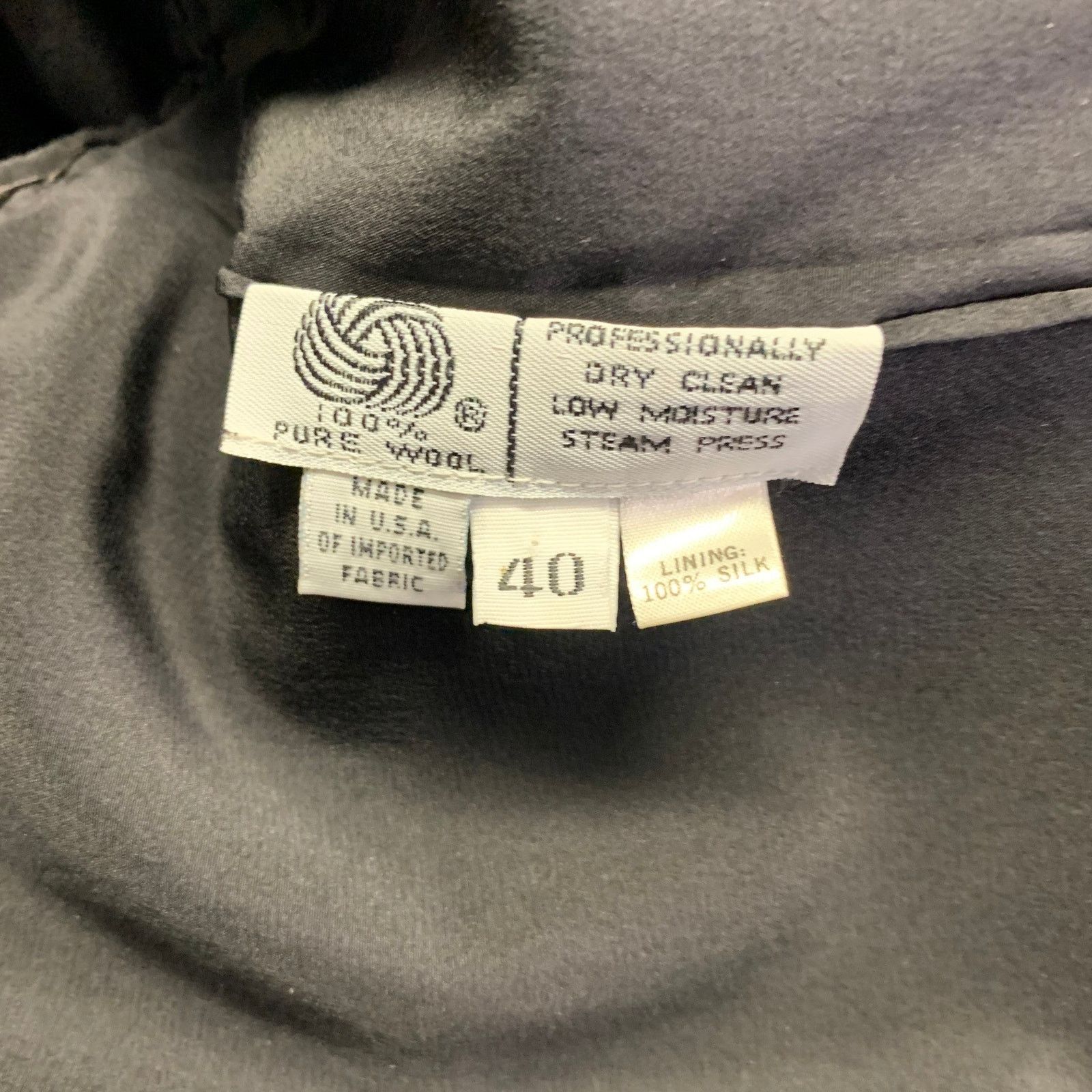 Richard Tyler Size 40 Black Crepe Wool Single Button Sport Coat Size 40R - 6 Thumbnail