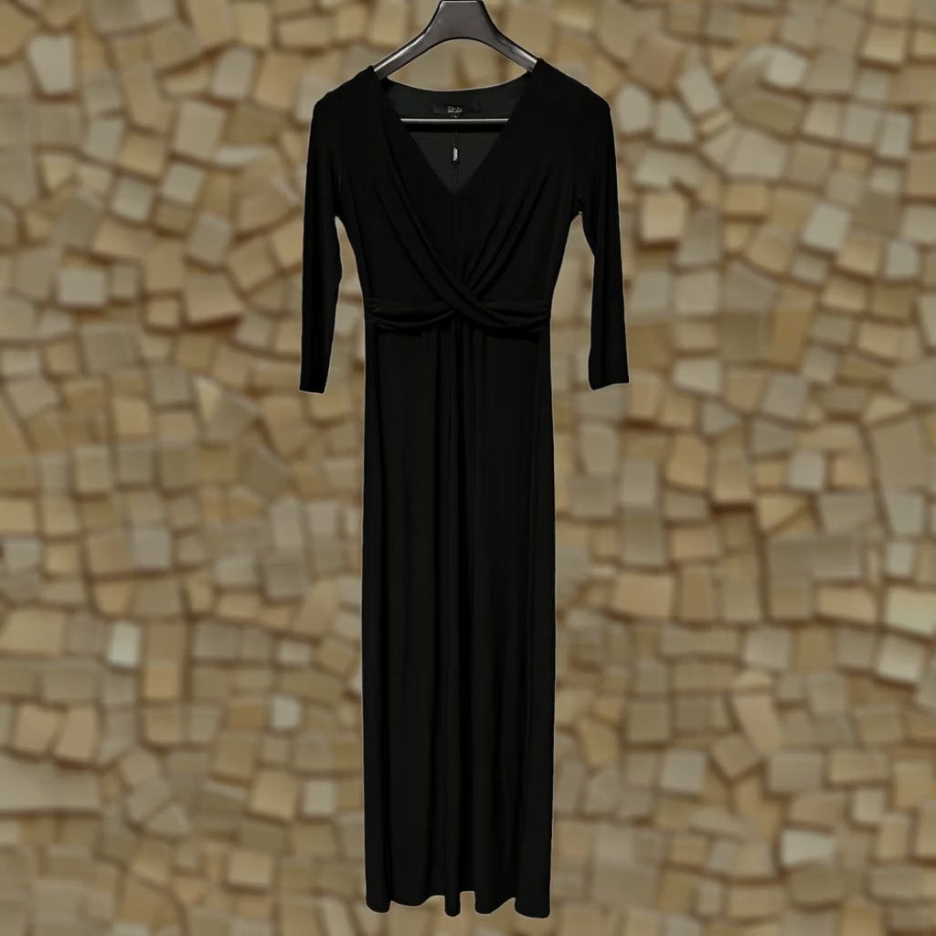 Vintage Star by Julien Macdonald Womens Dress Black 10 UK 3/4 Sleeve Stretch Gown Maxi Size L / US 10 / IT 46 - 1 Thumbnail
