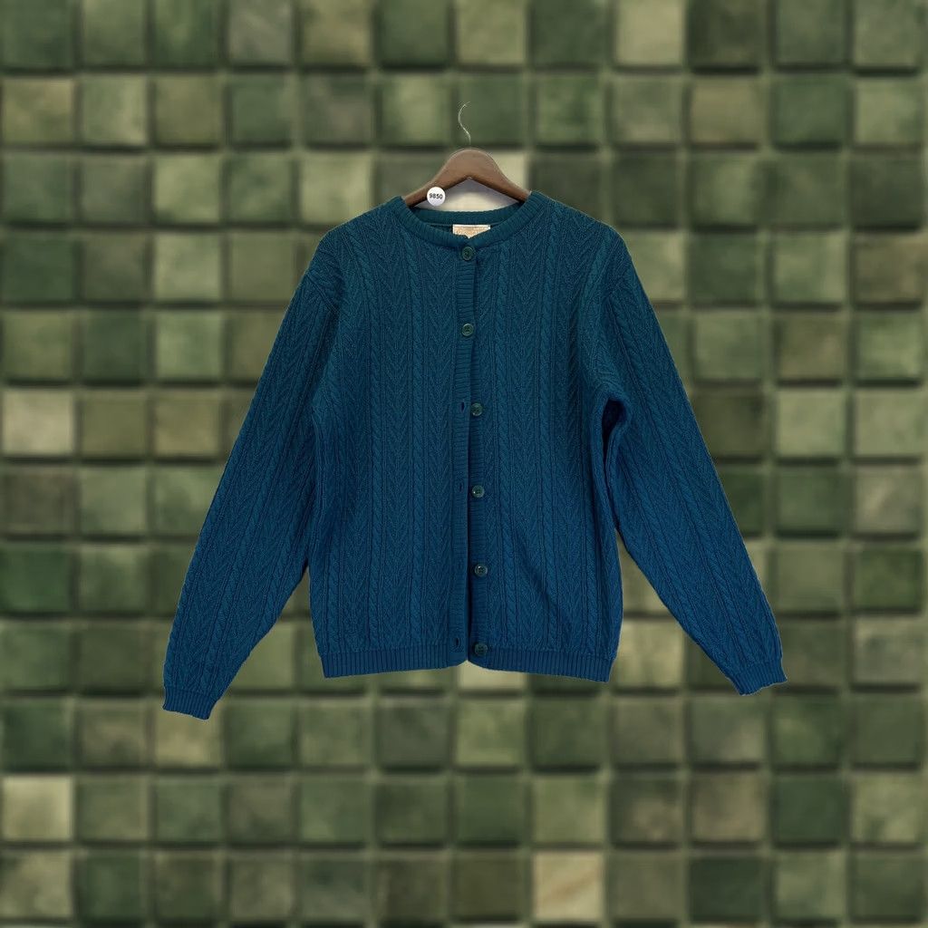 Pendleton VINTAGE Pendleton Sweater Cardigan Womens Small 100% Wool Teal Cable Knit 80s 90s Preppy Fall Winter Light Blue Womens S Size S / US 4 / IT 40 - 1 Thumbnail