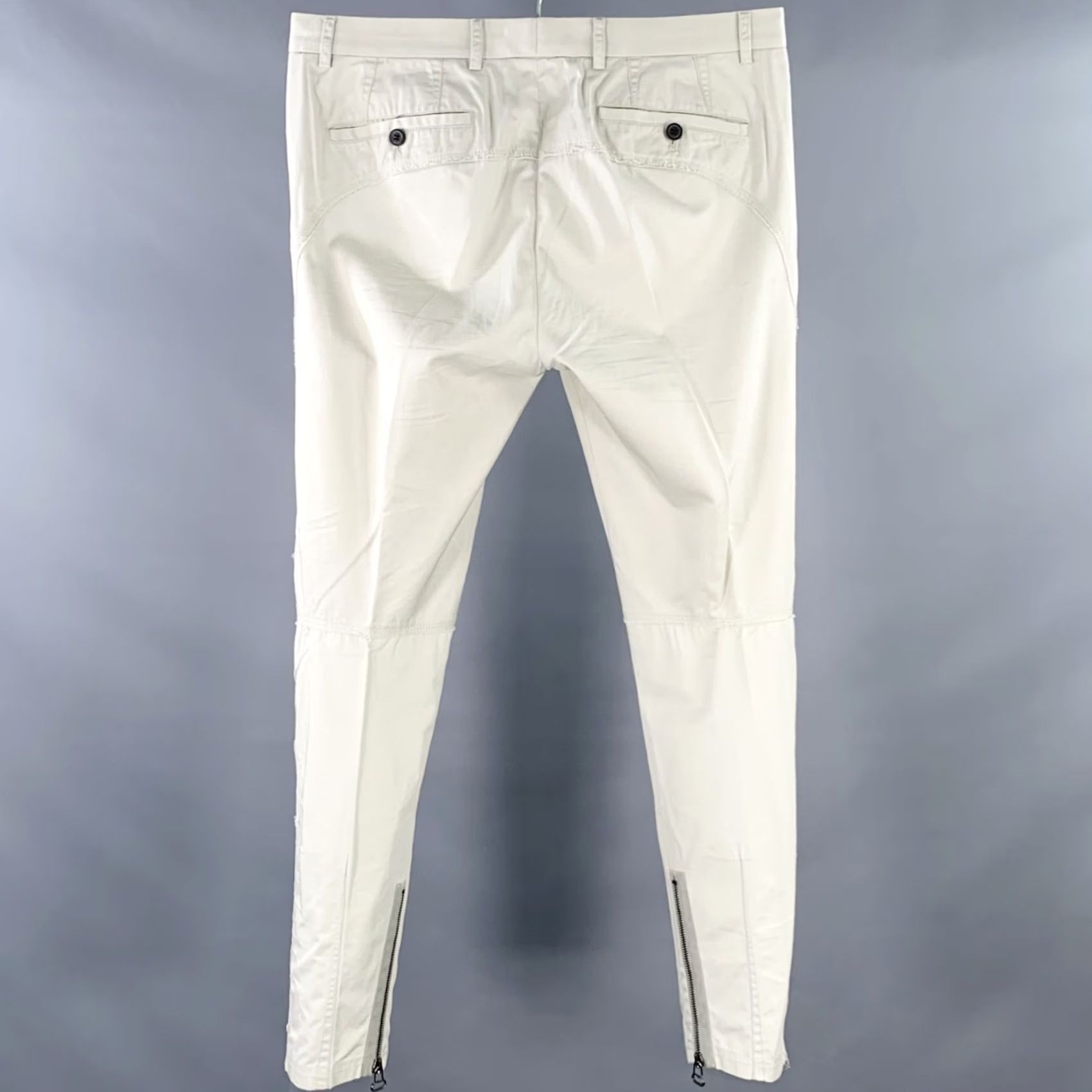 Lanvin LANVIN Dress Mens 32 Ivory Size Cotton Ankle Zip Flat Front Pants Size US 32 / EU 48 - 3 Thumbnail