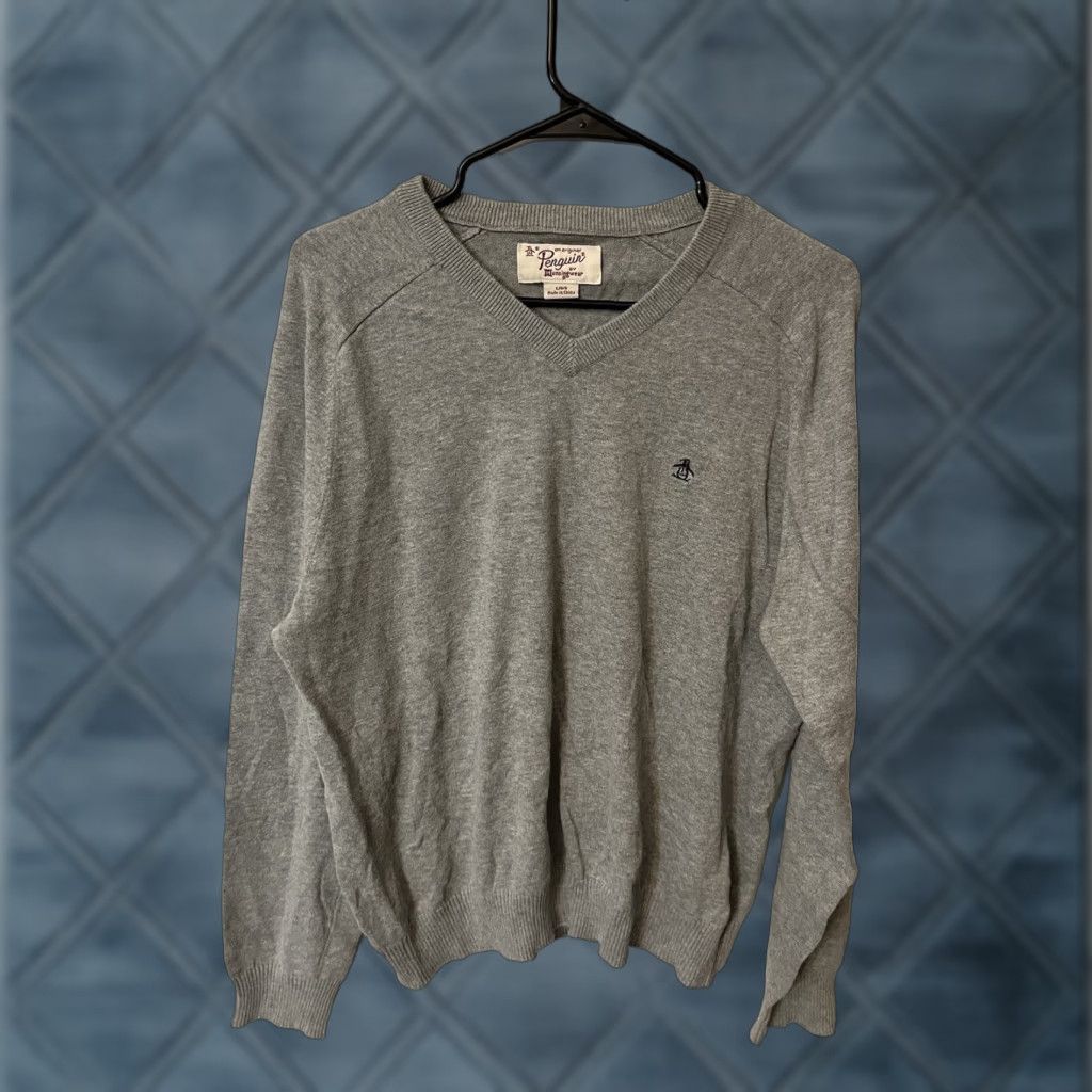 Vintage PENGUIN Cotton Sweater Mens L Gray Crew Neck Pullover Golf Classic Casual Size US L / EU 52-54 / 3 - 1 Thumbnail