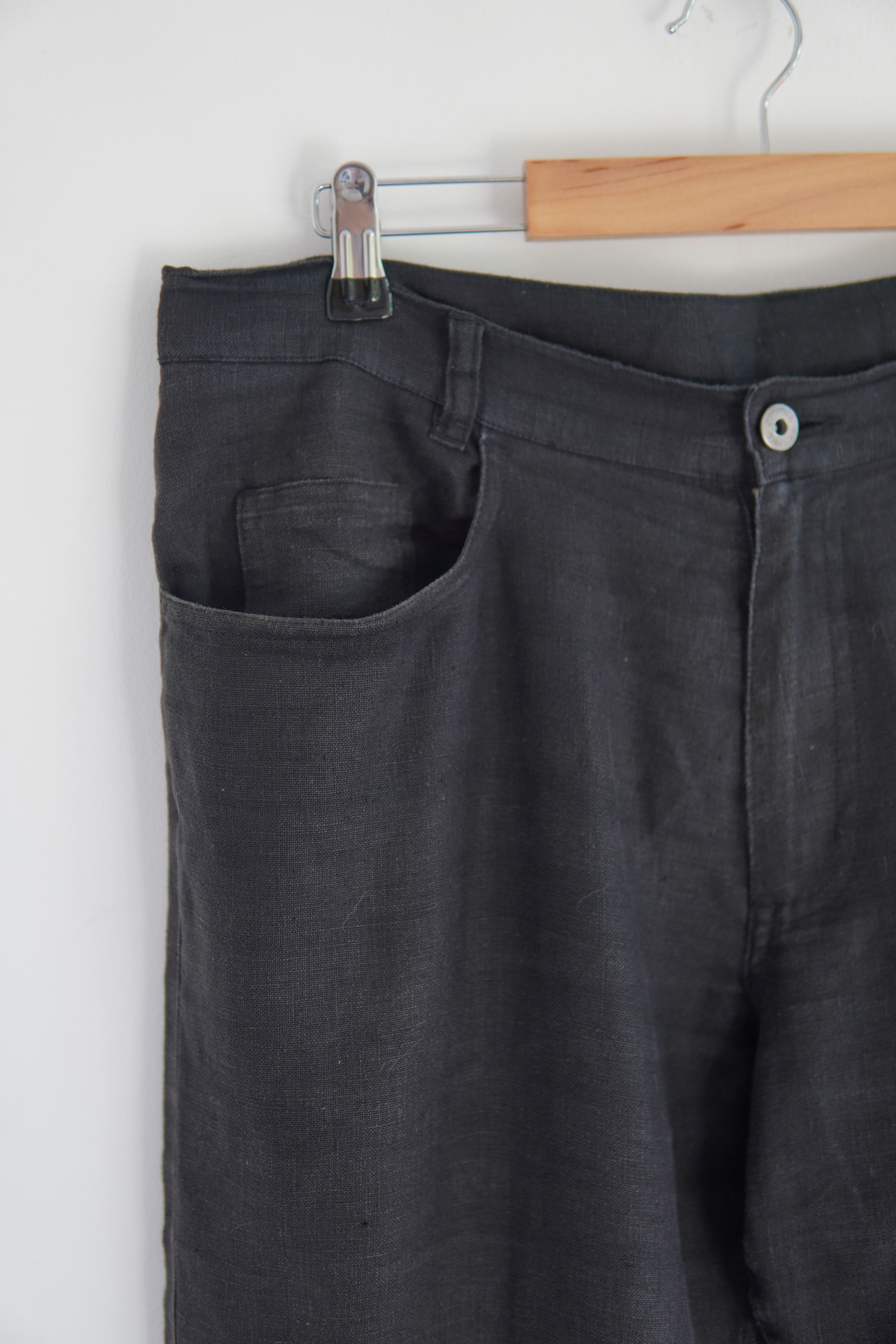 Japanese Brand Vintage Conwell Linen Avant-Garde Black Pants Size US 32 / EU 48 - 4 Thumbnail