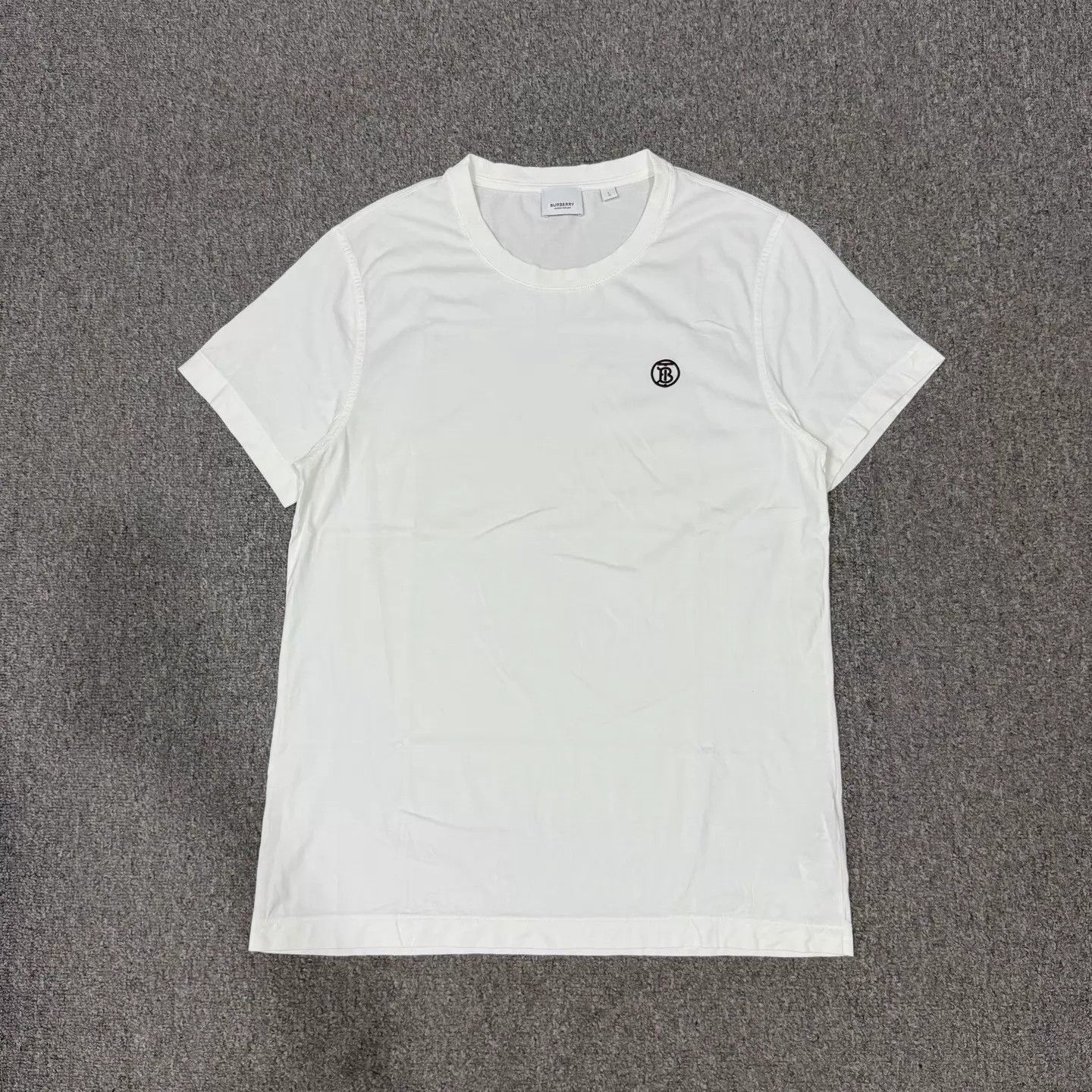 Burberry Burberry White Embroidered TB Logo SS Tee L 99 New Size L / US 10 / IT 46 - 1 Thumbnail
