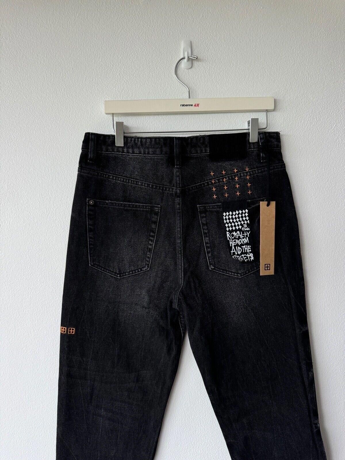 new Ksubi mens 32 denim jean bullet wide black sonic orange