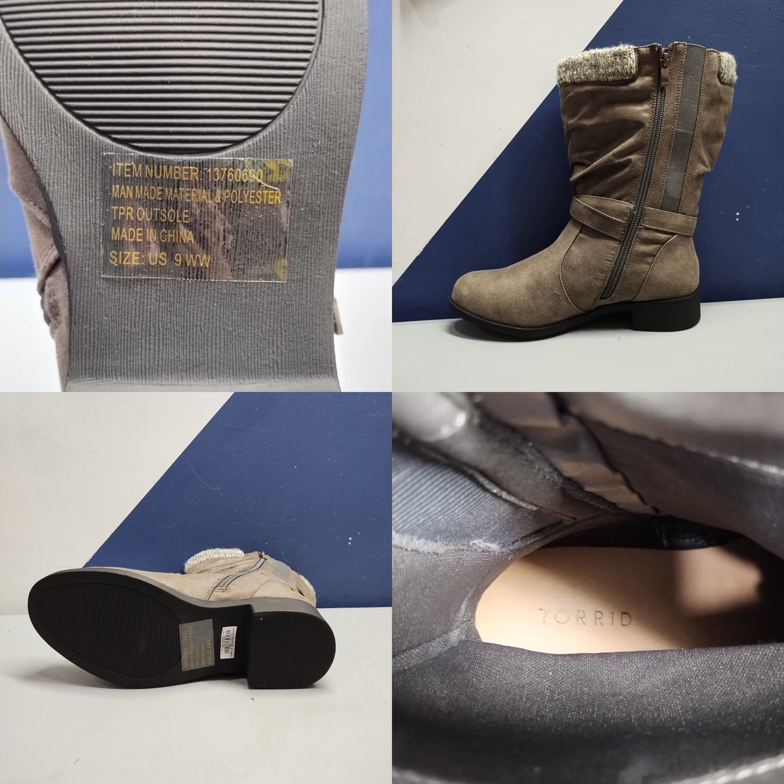 Torrid Torrid Boots Womens Size 9 Gray Almond Toe Mid-Calf Bootie Moto Sweater Trim Shoes Size M / US 6-8 / IT 42-44 - 8 Thumbnail