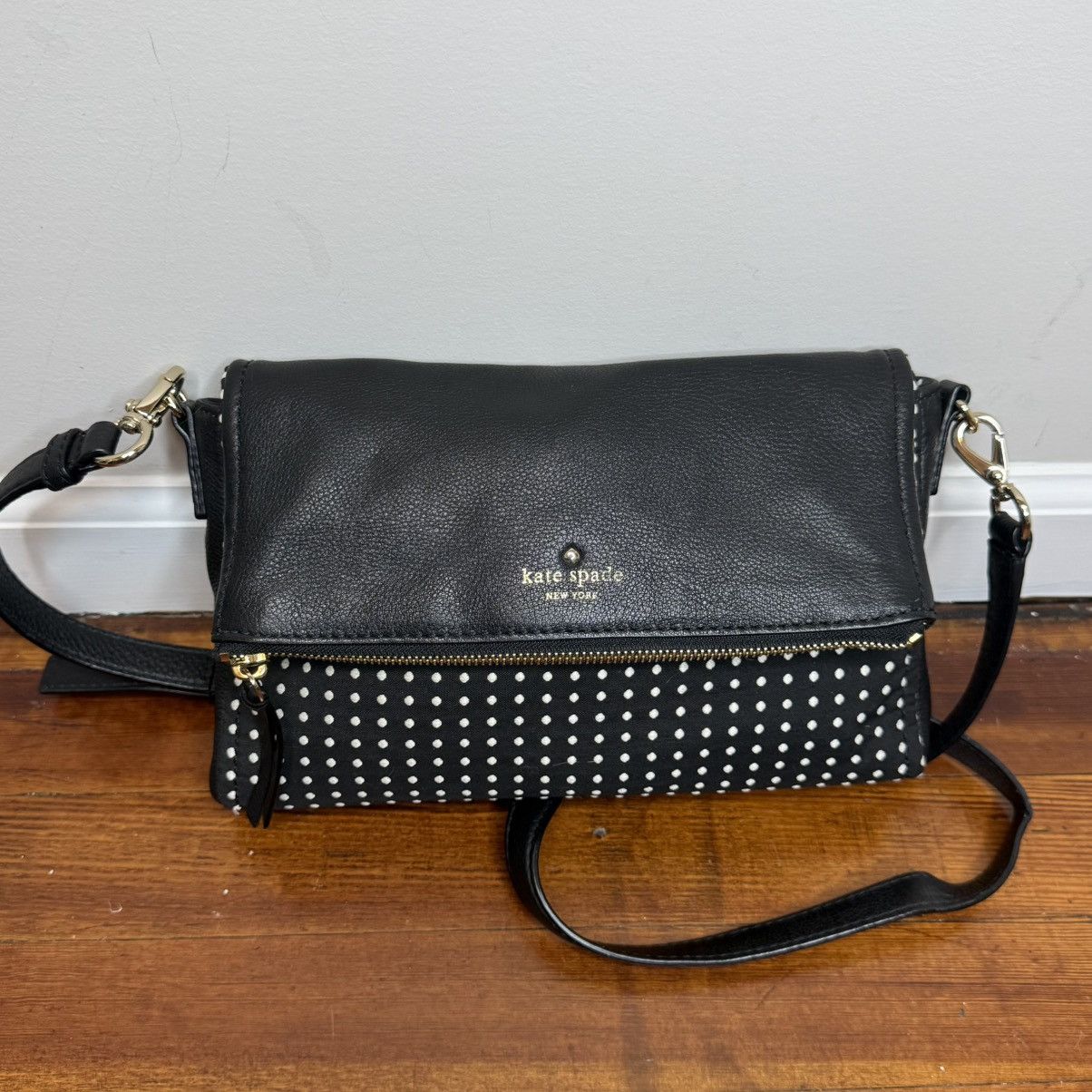 Kate Spade kate spade Black Polka Dot Fold-Over Crossbody Size ONE SIZE - 1 Thumbnail