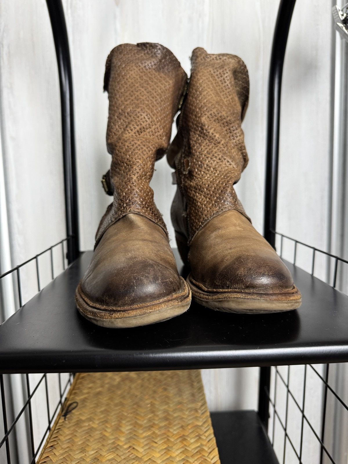 A.S.98 Airstep AS98 Brown Leather Boho Biker Ankle Distressed Boots Size US 7 / IT 37 - 12 Thumbnail