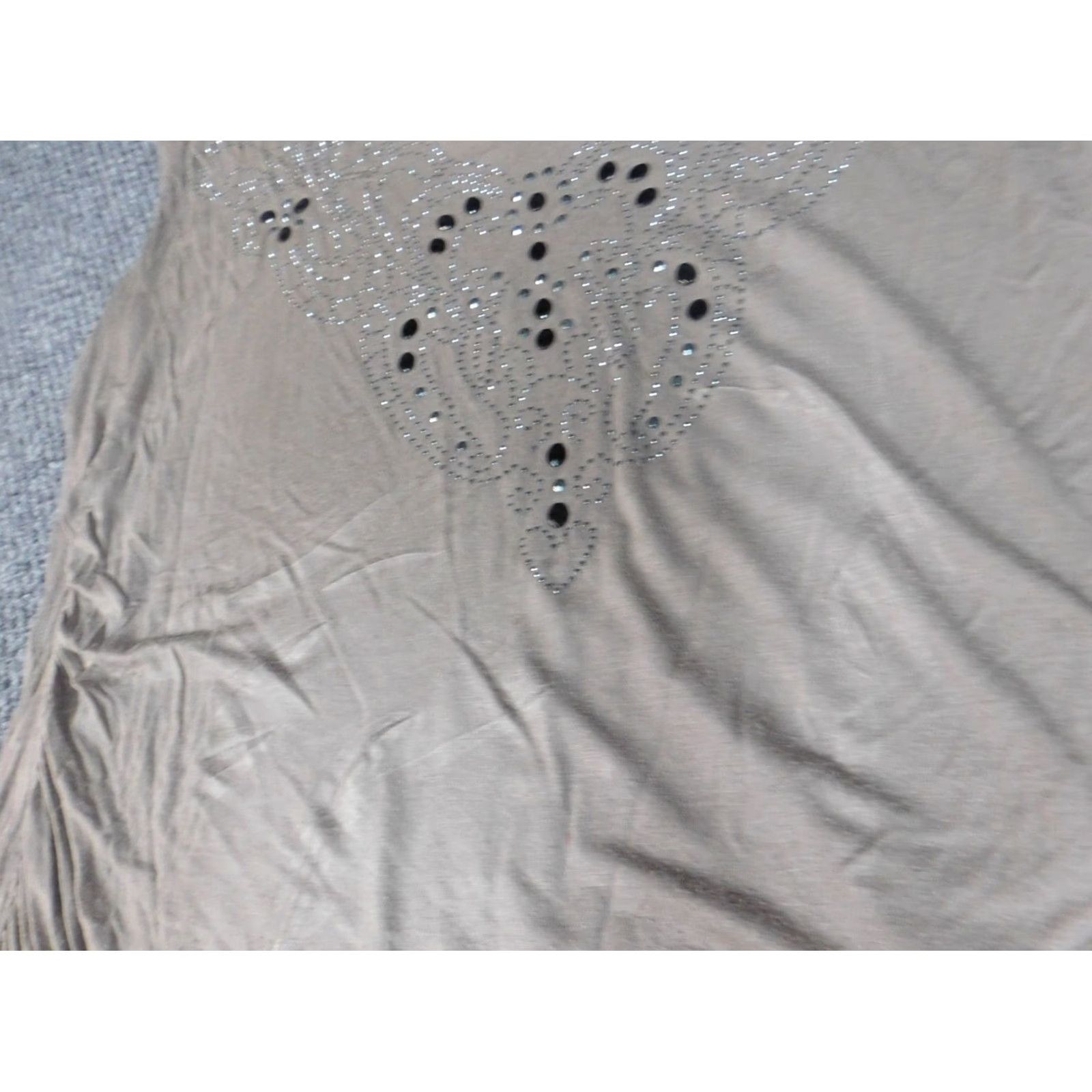 Apt. 9 Apt 9 Blouse Womens XL Beige Cap Sleeve Crew Neck Pullover Cotton Modal Rayon Stretch Regular Button Casual Size XL / US 12-14 / IT 48-50 - 5 Thumbnail
