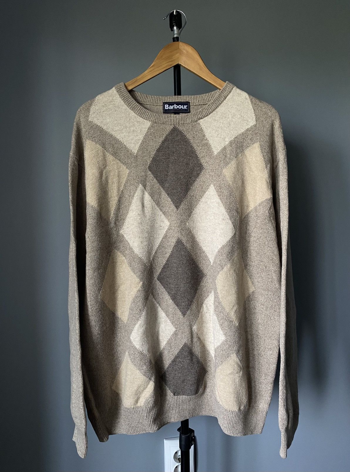 Barbour Barbour Diamond Printed Plaid Checkered Wool Vintage Sweater Size US L / EU 52-54 / 3 - 4 Thumbnail