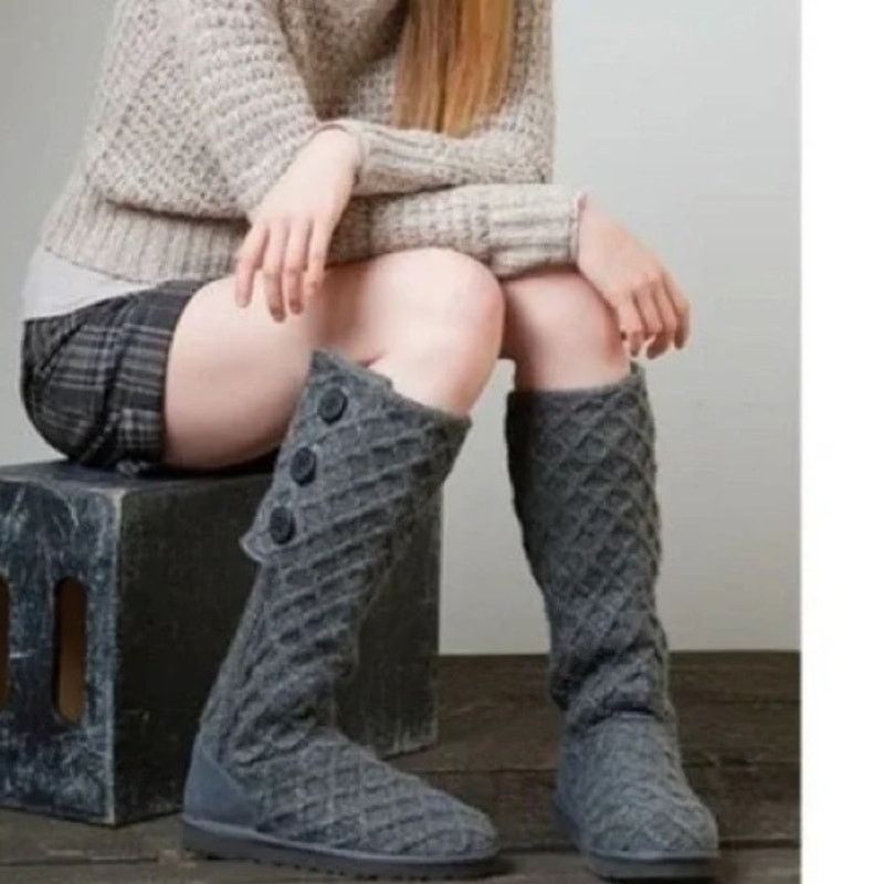 Ugg UGG Winter Boots Lattice Cardy 3066 High Round Toe Gray Sz 6 Size US 6 / IT 36 - 9 Thumbnail
