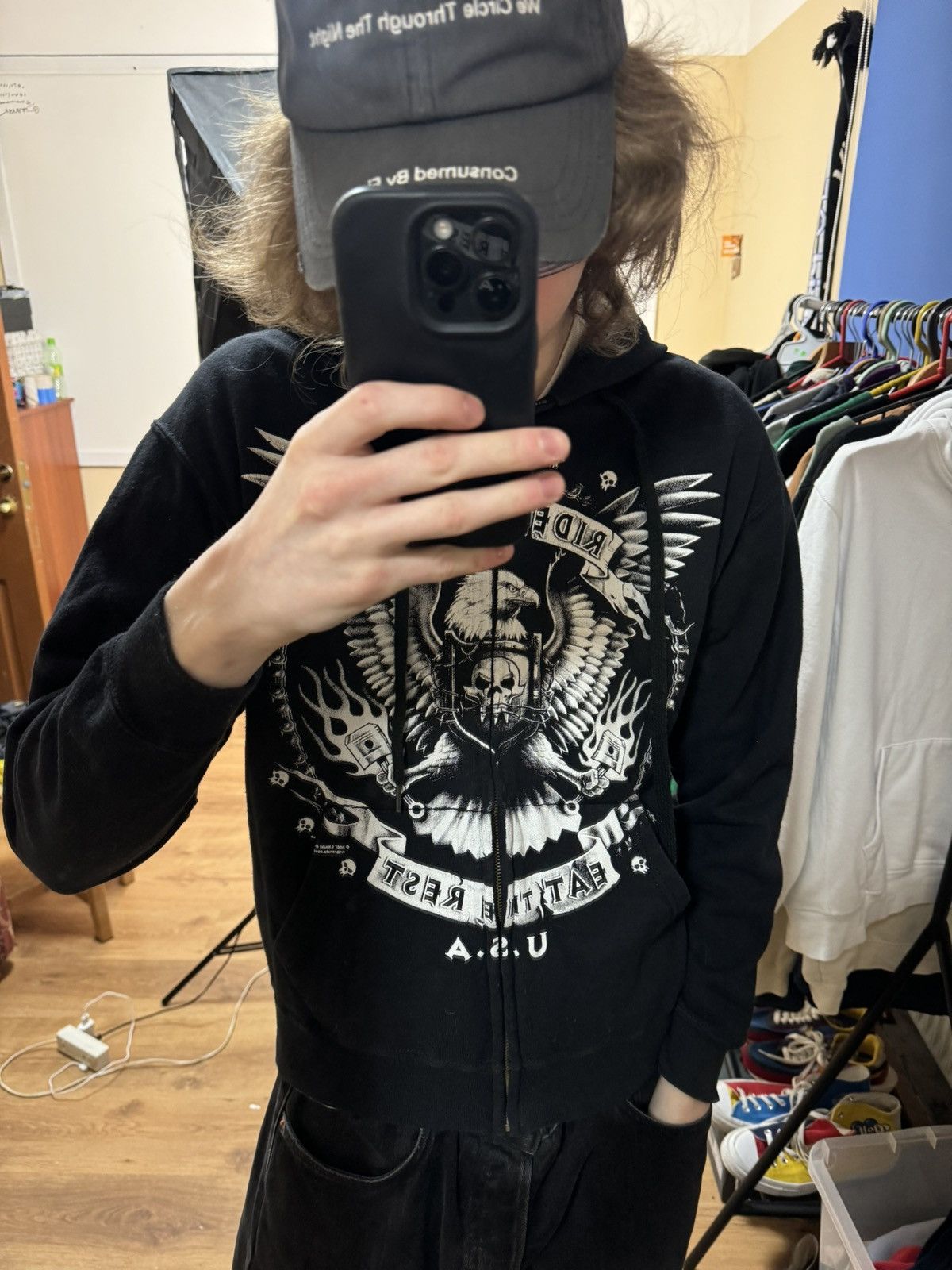 Vintage Vintage 00s punk avant garde zip hoodie “ride the best” y2k Size US S / EU 44-46 / 1 - 6 Thumbnail