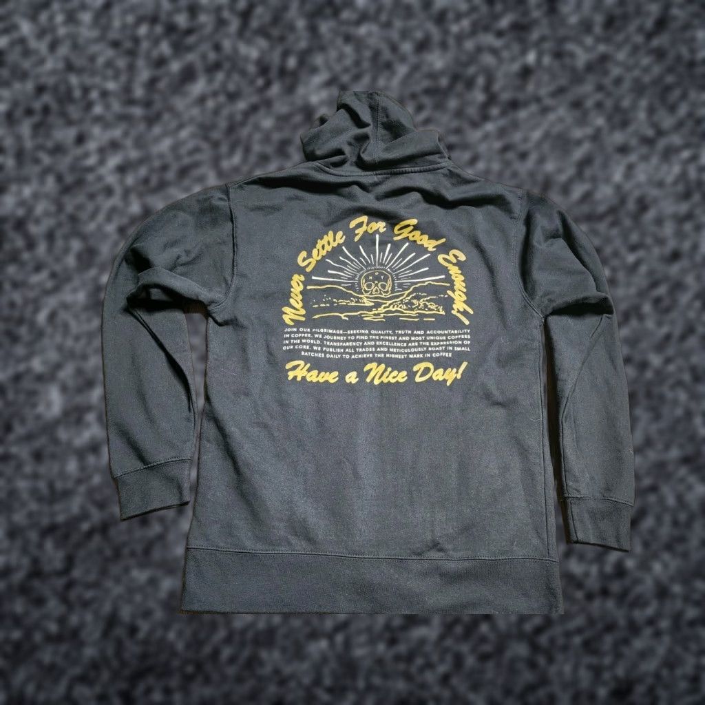Vintage Men's M Black Cotton Blend Full Zip Hoodie Sweatshirt Graphic Print Have A Nice Day Fall Winter Casual Size US M / EU 48-50 / 2 - 1 Thumbnail