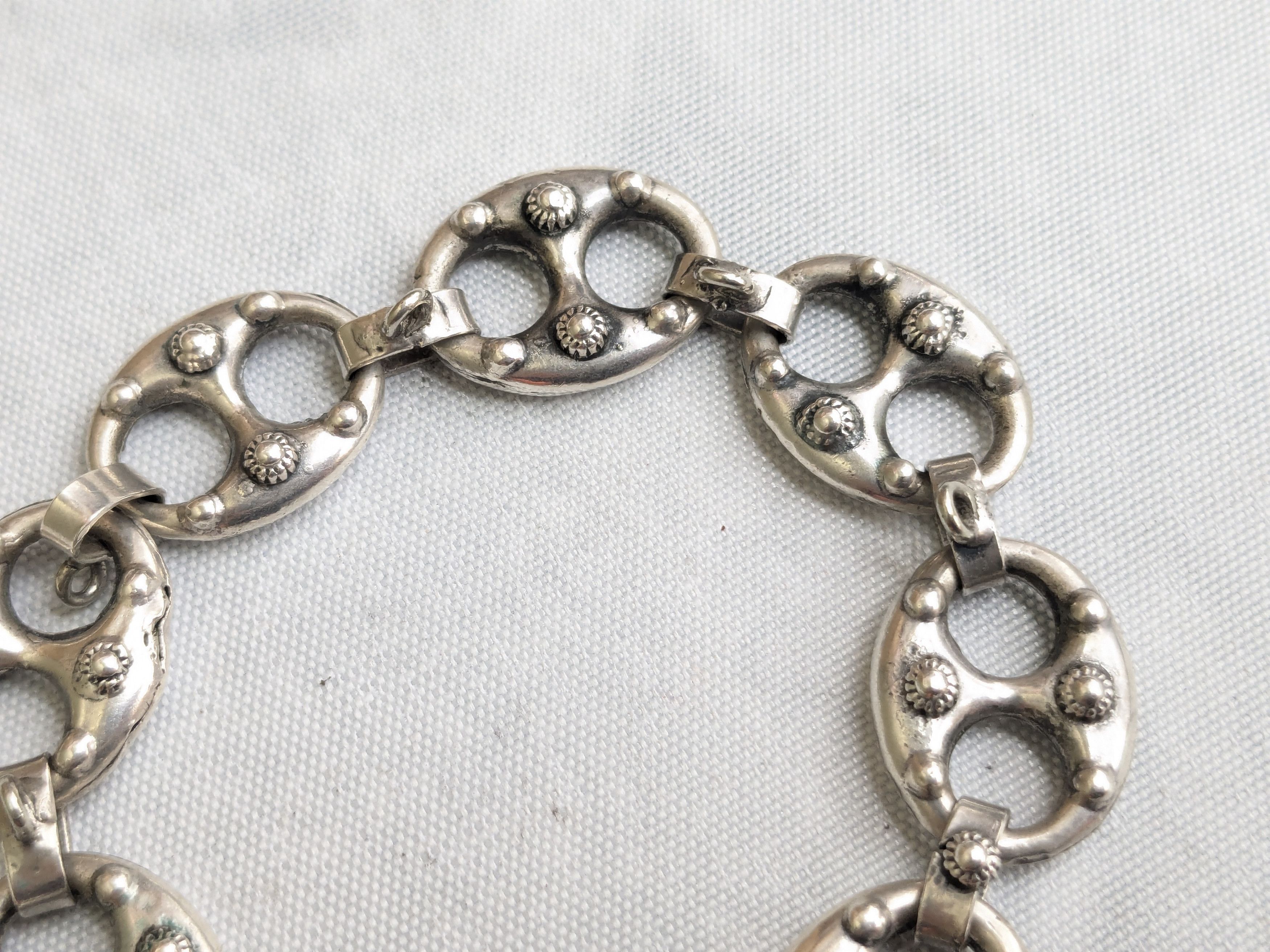 Jewelry .800 Silver Bracelet Anchor Mariner Puffy Hollow 7.25" Size ONE SIZE - 3 Thumbnail